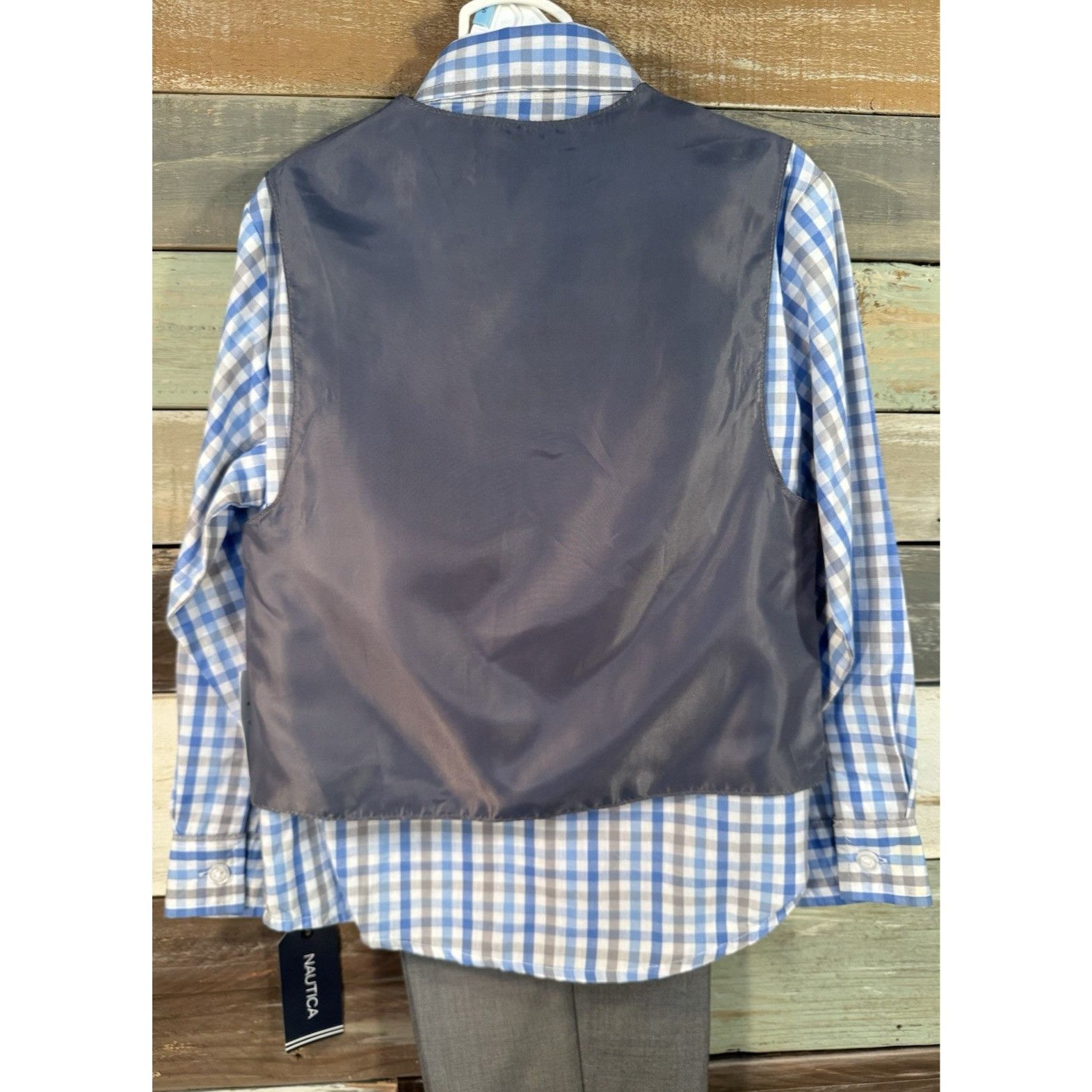 Nautica NAUTICA Boys Long Sleeve 4 Pc Blue Plaid & Gray Dress Pant S Size US XXS / EU 40 - 9 Thumbnail