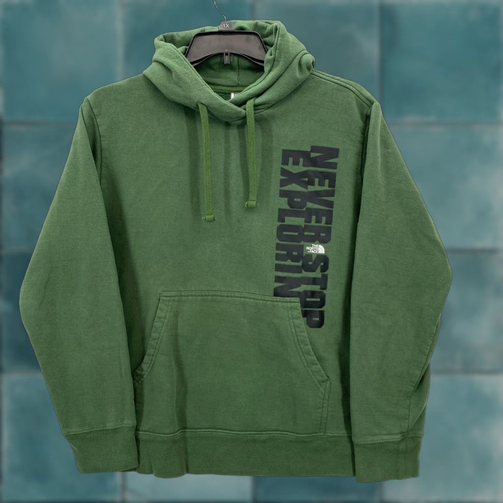The North Face The North Face Hoodie Sweatshirt Mens L Green Logo Drawstring Pullover Hiking Size US L / EU 52-54 / 3 - 1 Thumbnail