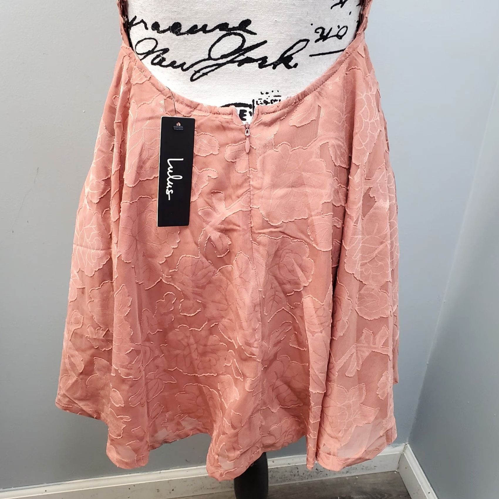 Lulus Lulus Skater Dress Womens Pink Floral Burnout Adjustable Strap Back Zip Midi Dress S Small Pink Womens Size S Dress Bon Size S / US 4 / IT 40 - 5 Thumbnail