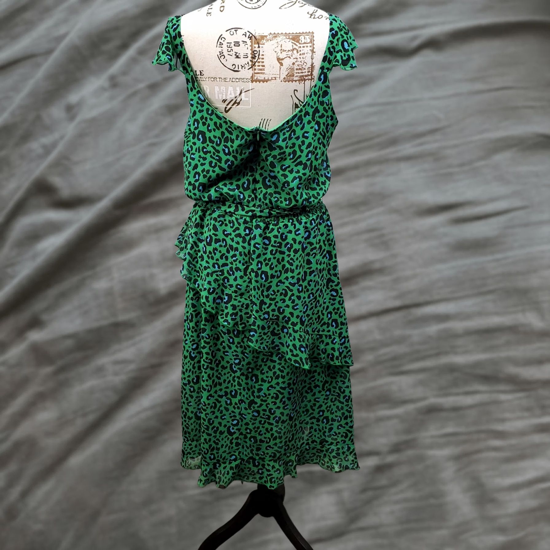 Vintage INC International Concepts Maxi Dress Women 12 Multi Leopard Print Tiered Ruffle Size XL / US 12-14 / IT 48-50 - 1 Thumbnail