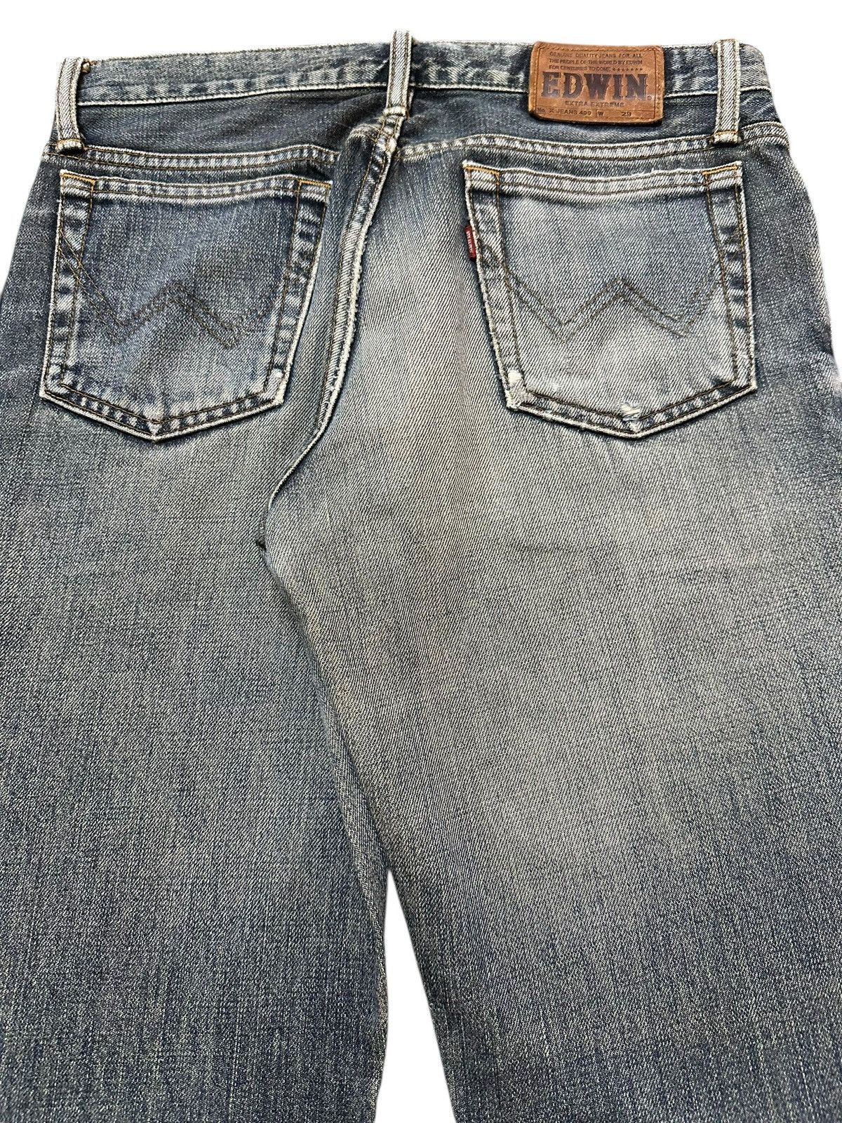 Edwin Vintage Edwin 400 Blue Faded Wash Distress Flare Jeans Size US 30 / EU 46 - 5 Thumbnail