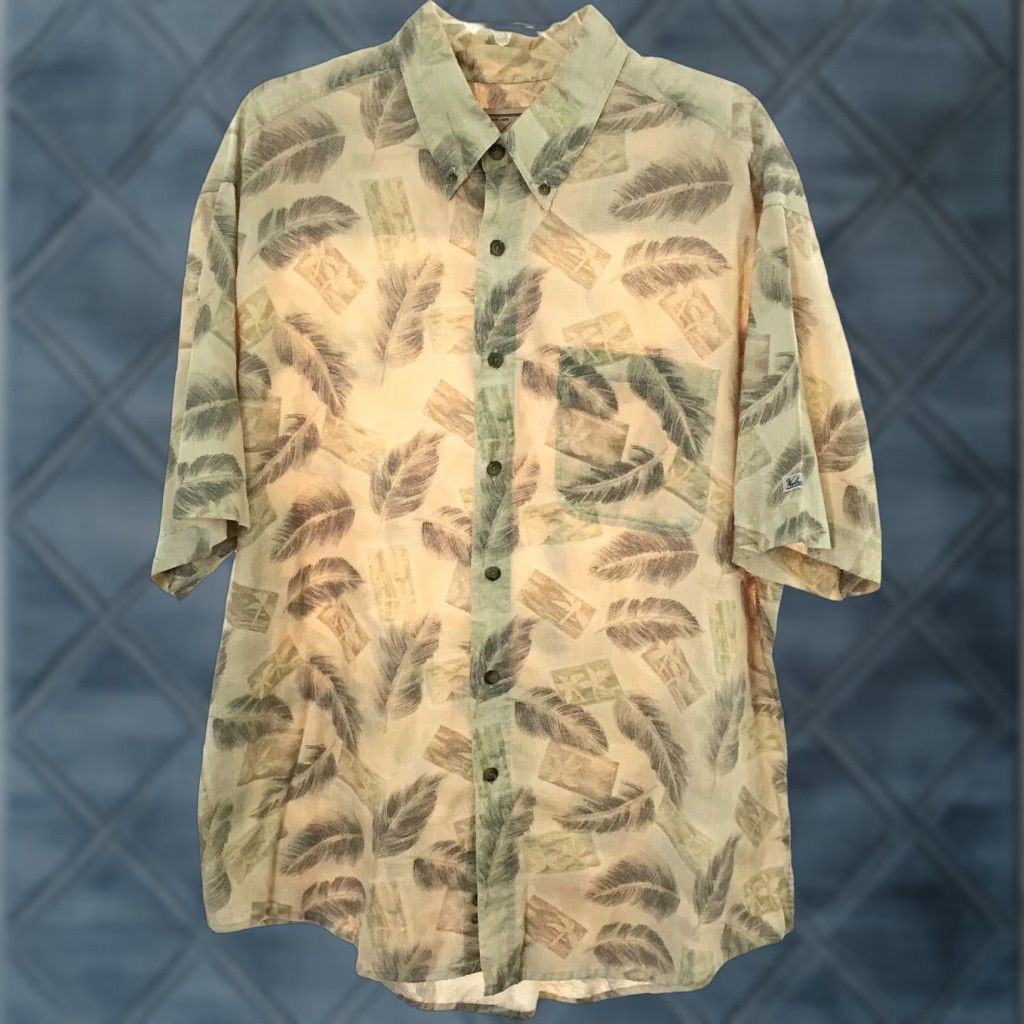 Vintage Woolrich Shirt Mens XL Beige Floral Short Sleeve Lightweight Knit Button Up Size US XL / EU 56 / 4 - 1 Thumbnail