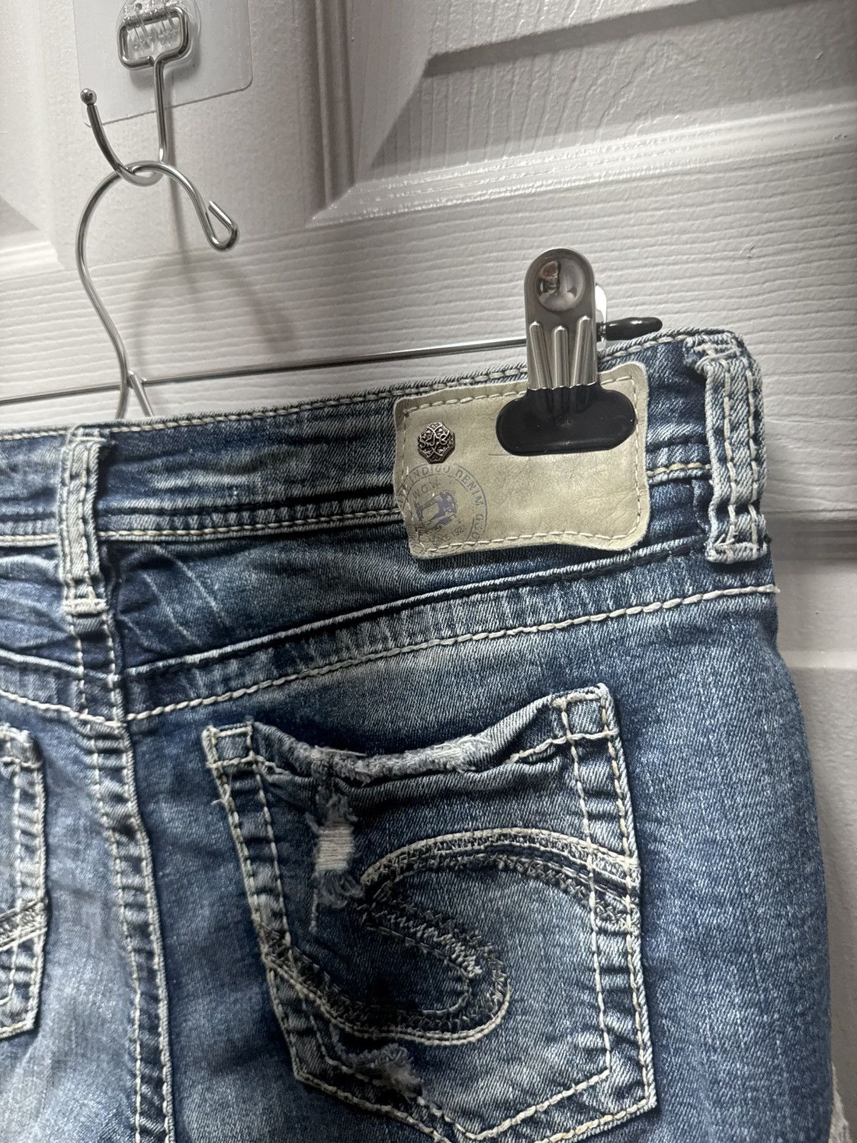 Silver Jeans Co. × Vintage Silver Jeans Y2K Fleece Vintage Daisy Duke Denim Jean Shorts Size 29" - 4 Thumbnail