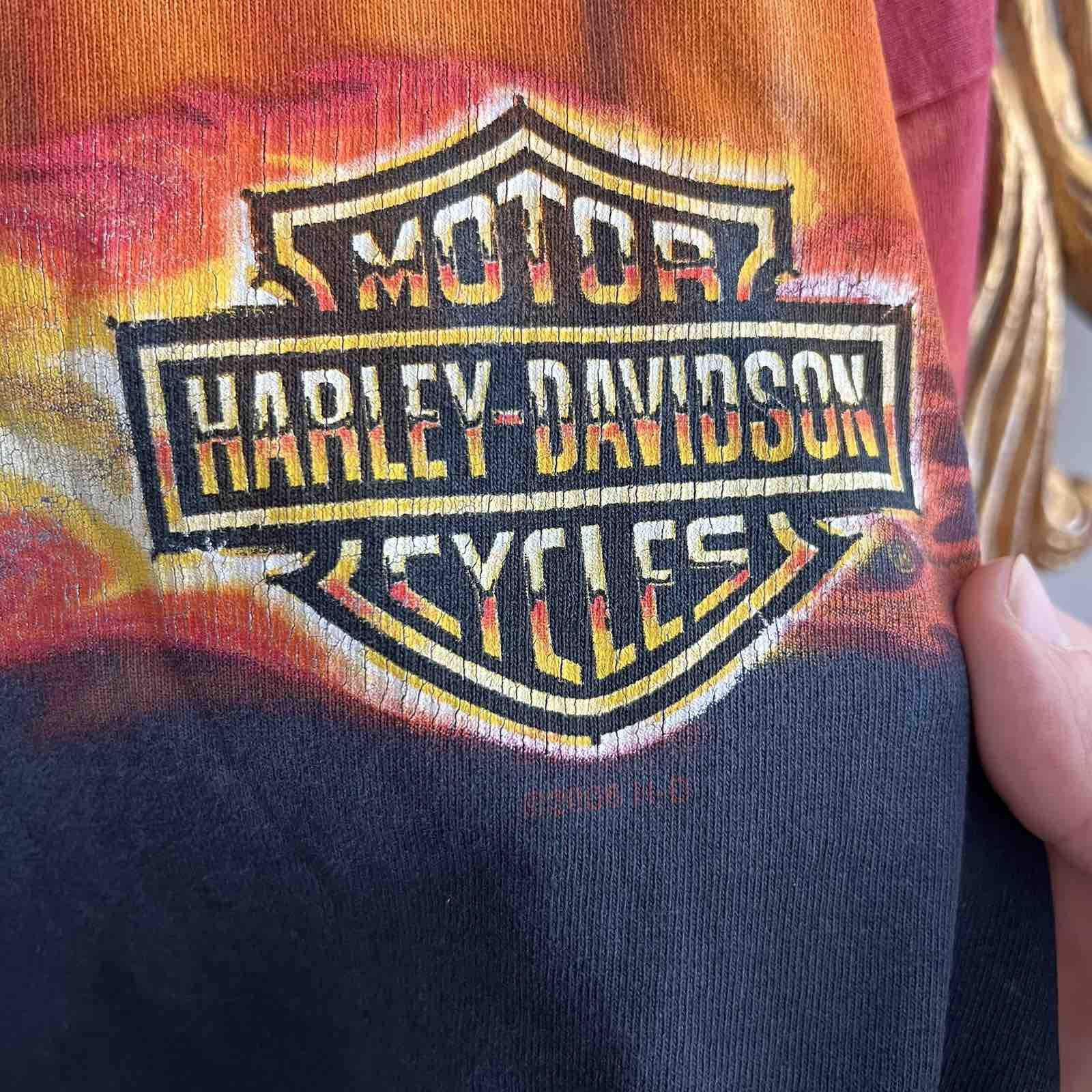 Harley Davidson Crazy Vintage 90s Harley Davidson Tie Dye Grunge Biker Tee Size US XL / EU 56 / 4 - 4 Thumbnail