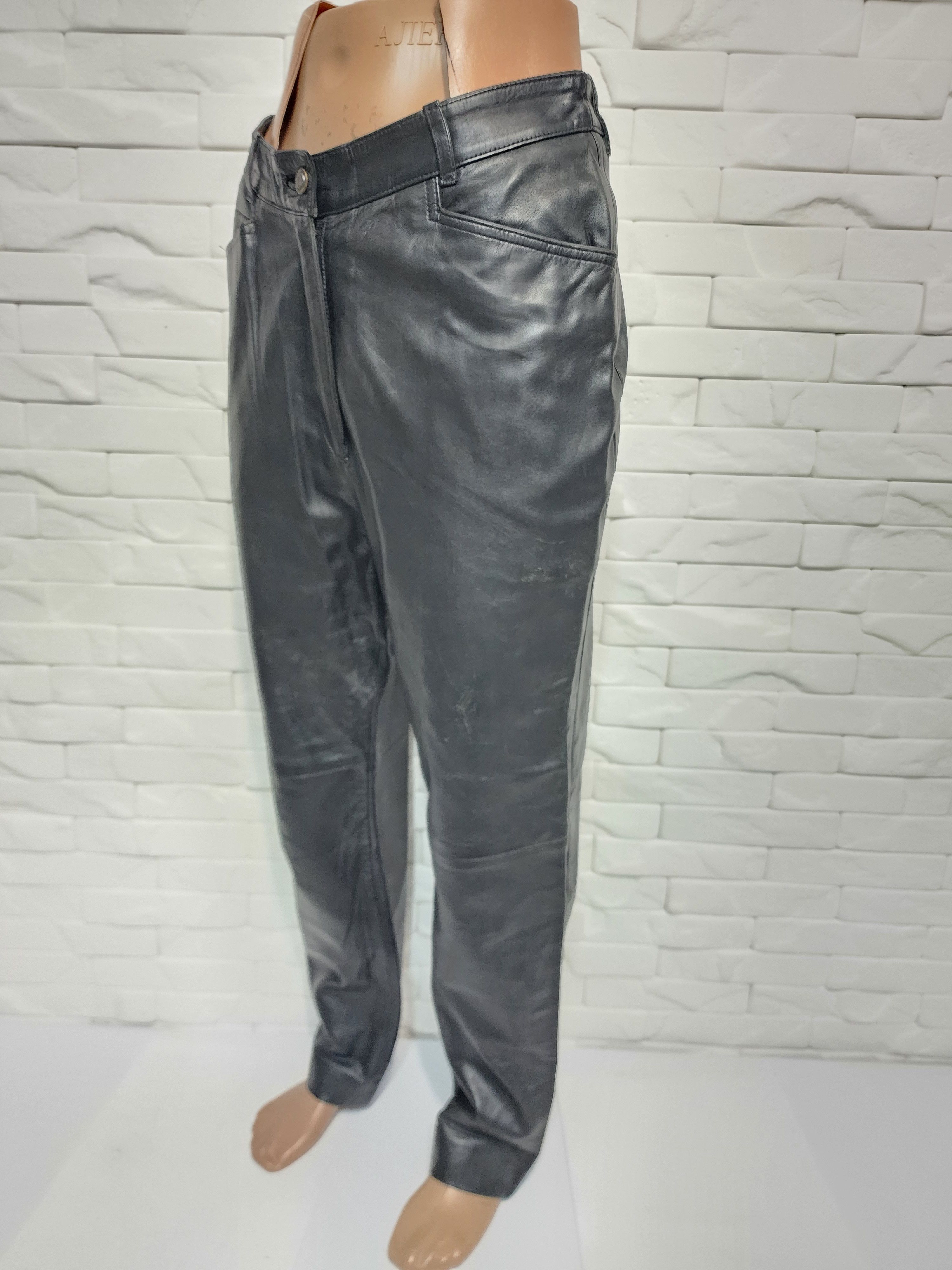 Genuine Leather Black Leather Pants: Women's Genuine Leather Trousers Size 30" / US 8 / IT 44 - 3 Thumbnail