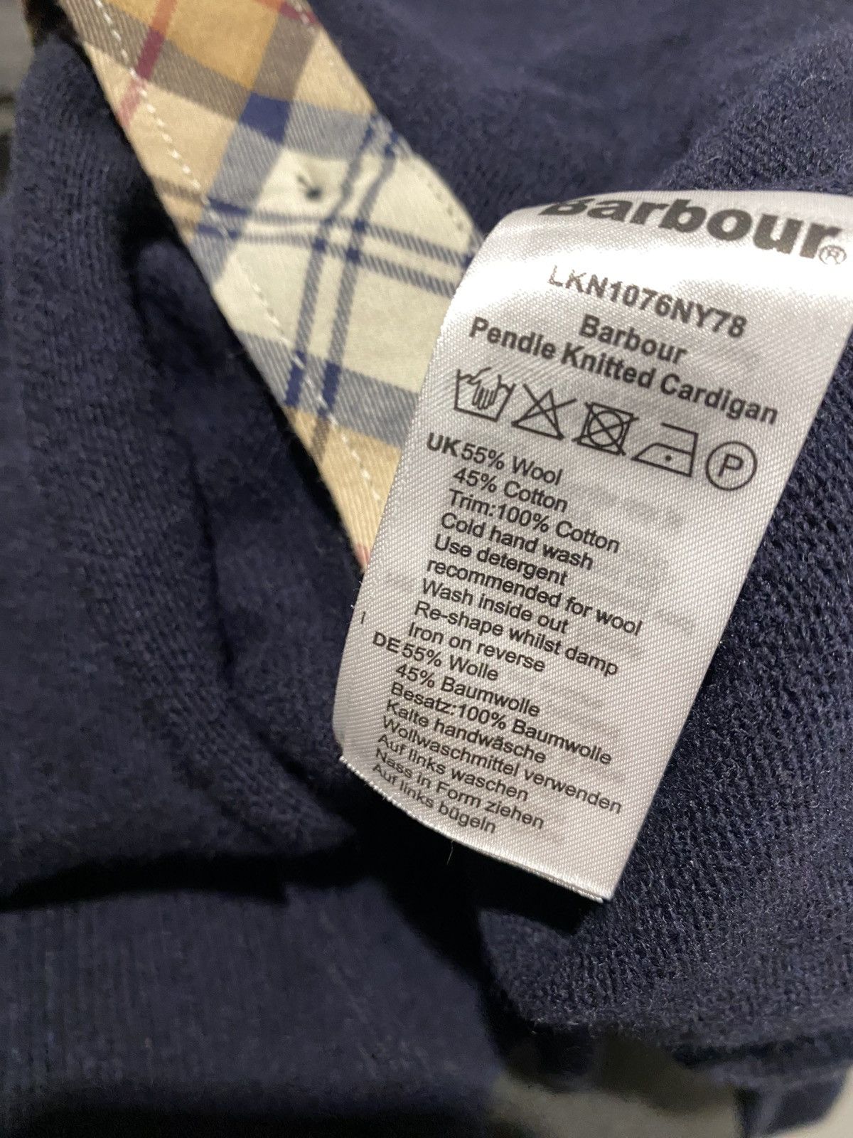 Barbour Barbour Wool Cotton Cardigan | Size L | Tartan Elbow Patches Size L / US 10 / IT 46 - 6 Thumbnail