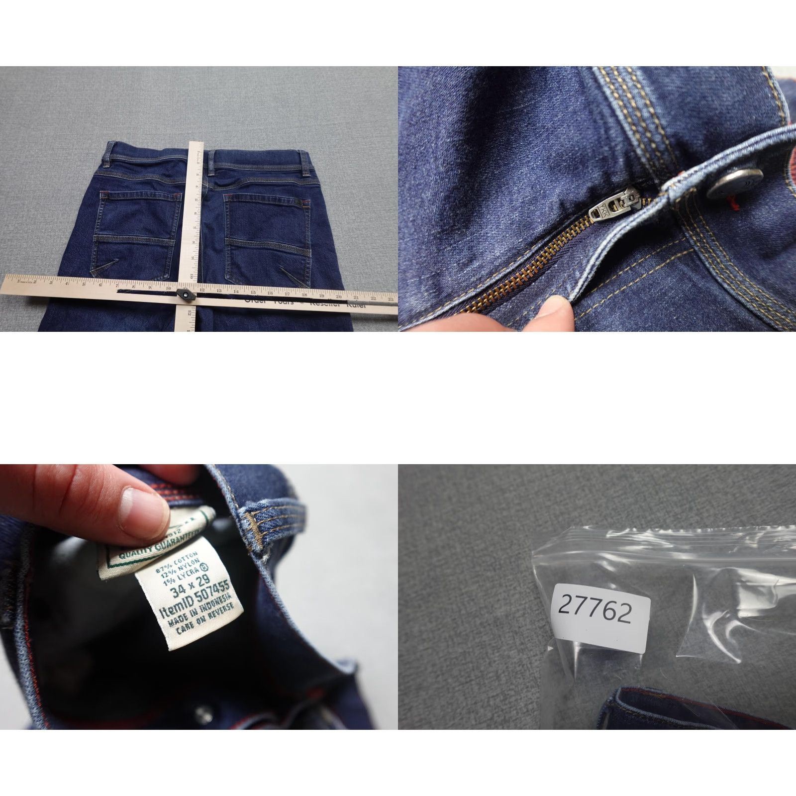 Vintage L.L. Bean Jeans Mens 34x29 Blue Denim Straight Leg Stretch Regular Dark Wash Size US 34 / EU 50 - 8 Thumbnail