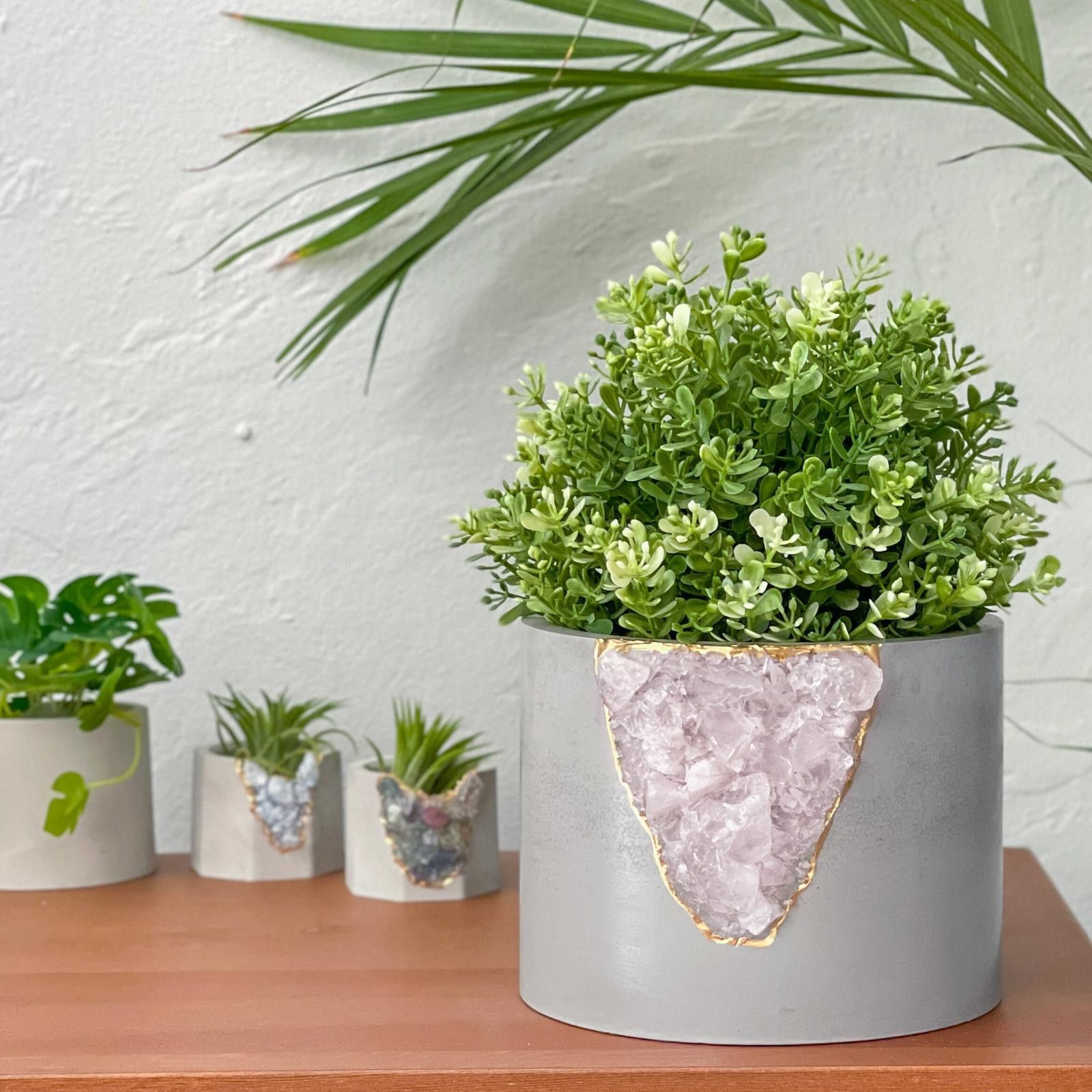 Other Large Rose Quartz Geode Planter Big Crystal Planter Pot GIFT Size ONE SIZE - 2 Thumbnail