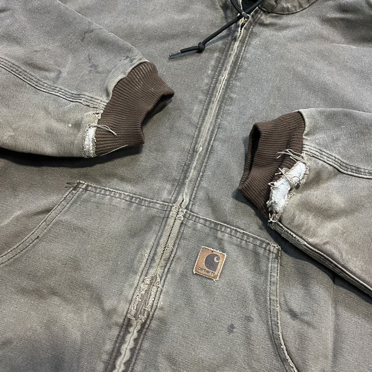 Carhartt × Vintage Vintage Y2K Carhartt Active Jacket Hooded Brown Faded Boxy Size US XL / EU 56 / 4 - 5 Thumbnail