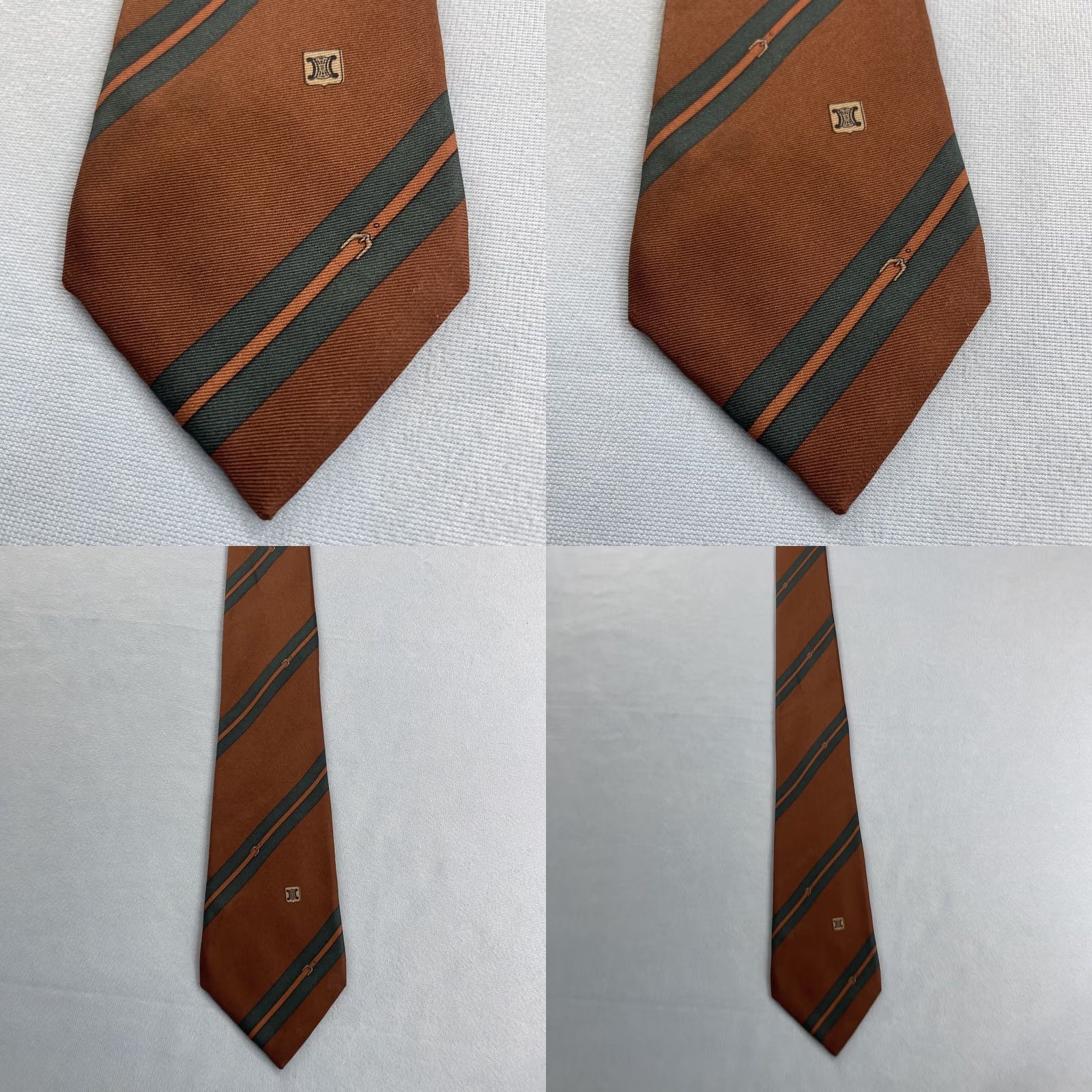 Celine VINTAGE CELINE Paris Silk Tie Equestrian Horse Stripe Monogram Logo Brown 3x62 Capsule Necktie - One Size, Men Size ONE SIZE - 8 Thumbnail