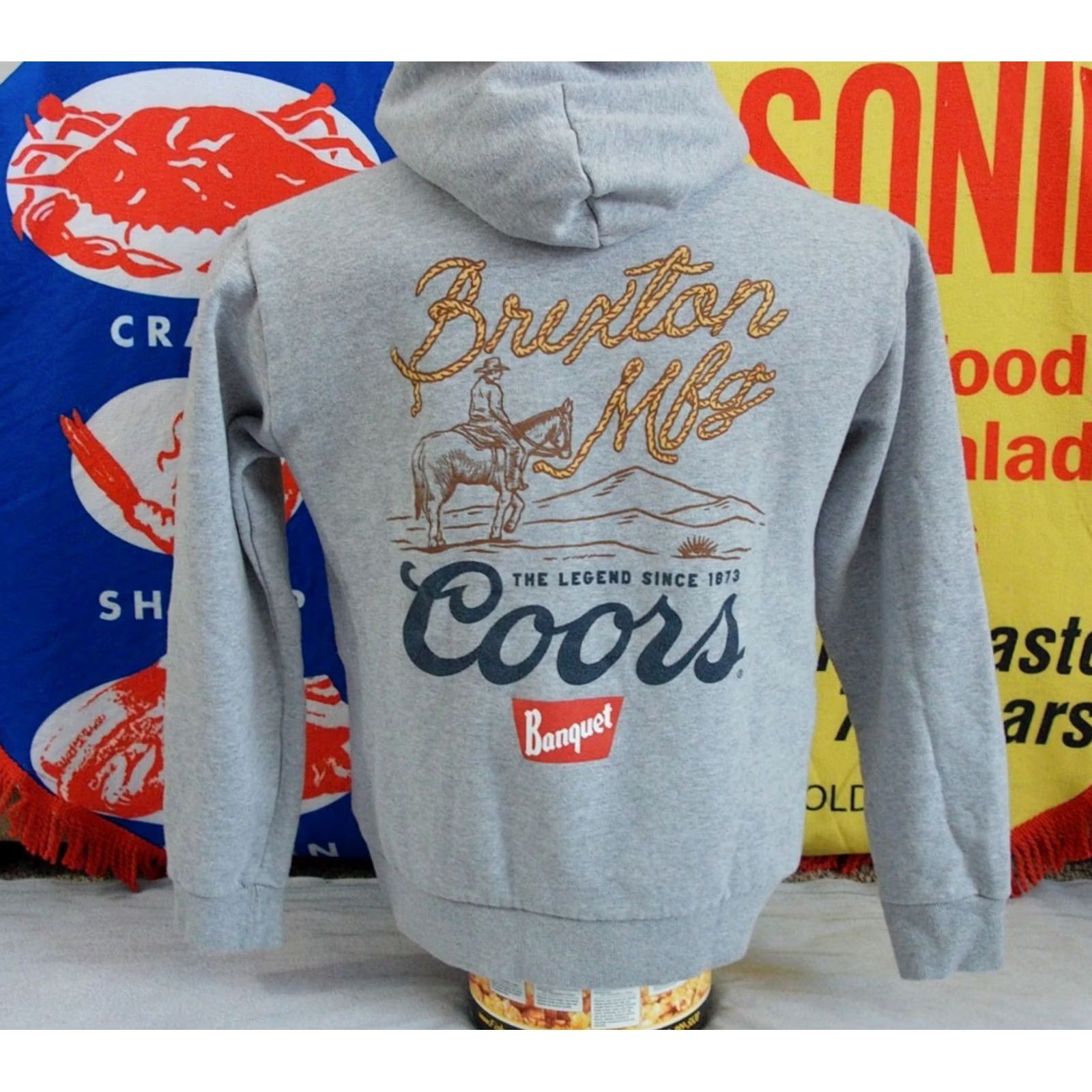 Brixton Brixton Coors Banquet Hoodie Sweatshirt Women's MED Gray Cotton/Polyester Pullover Hooded Western Cowboy Beer Logo L/S Size M / US 6-8 / IT 42-44 - 2 Thumbnail