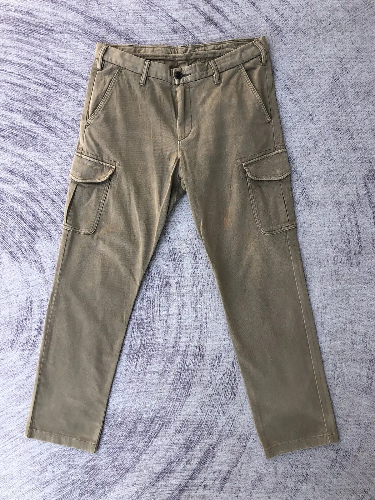 Vintage Faded Olive Cargo Trousers With 6 Pocket Work ware Size US 32 / EU 48 - 1 Thumbnail