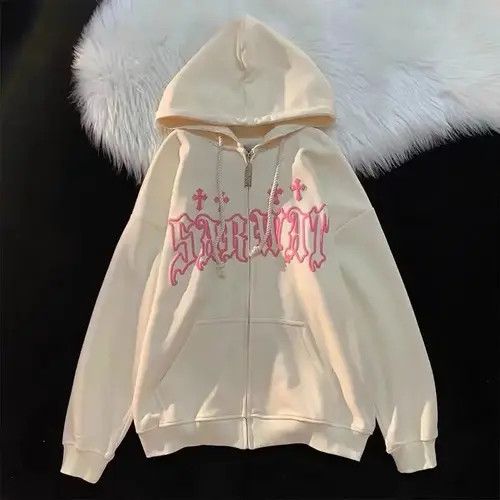 Designer Harajuku Retro Hip Hop Hoodie Zipper Y2K Sweatshirt Size US L / EU 52-54 / 3 - 1 Thumbnail