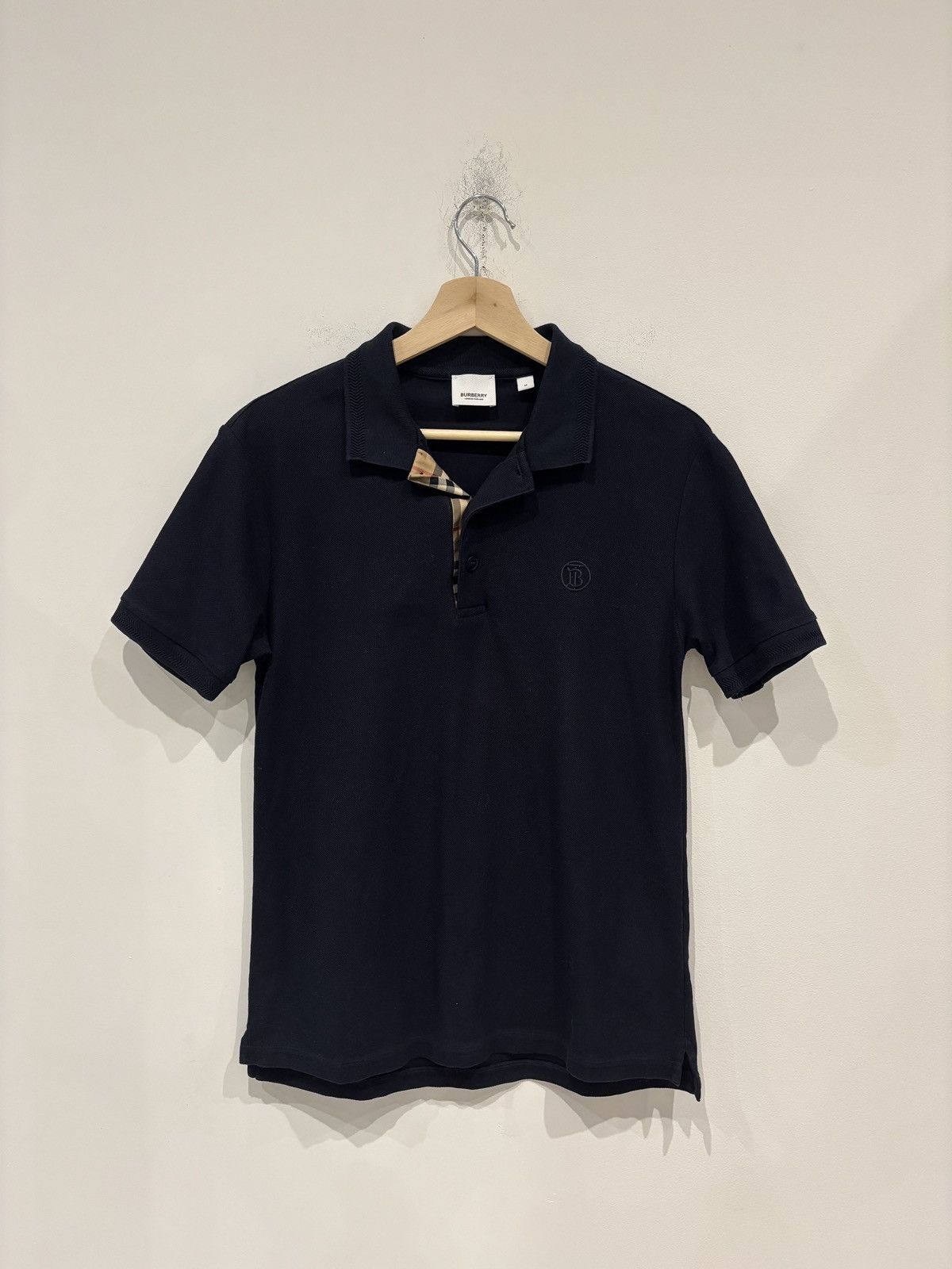Burberry Monogram Motif Cotton Pique Polo Caol Blue