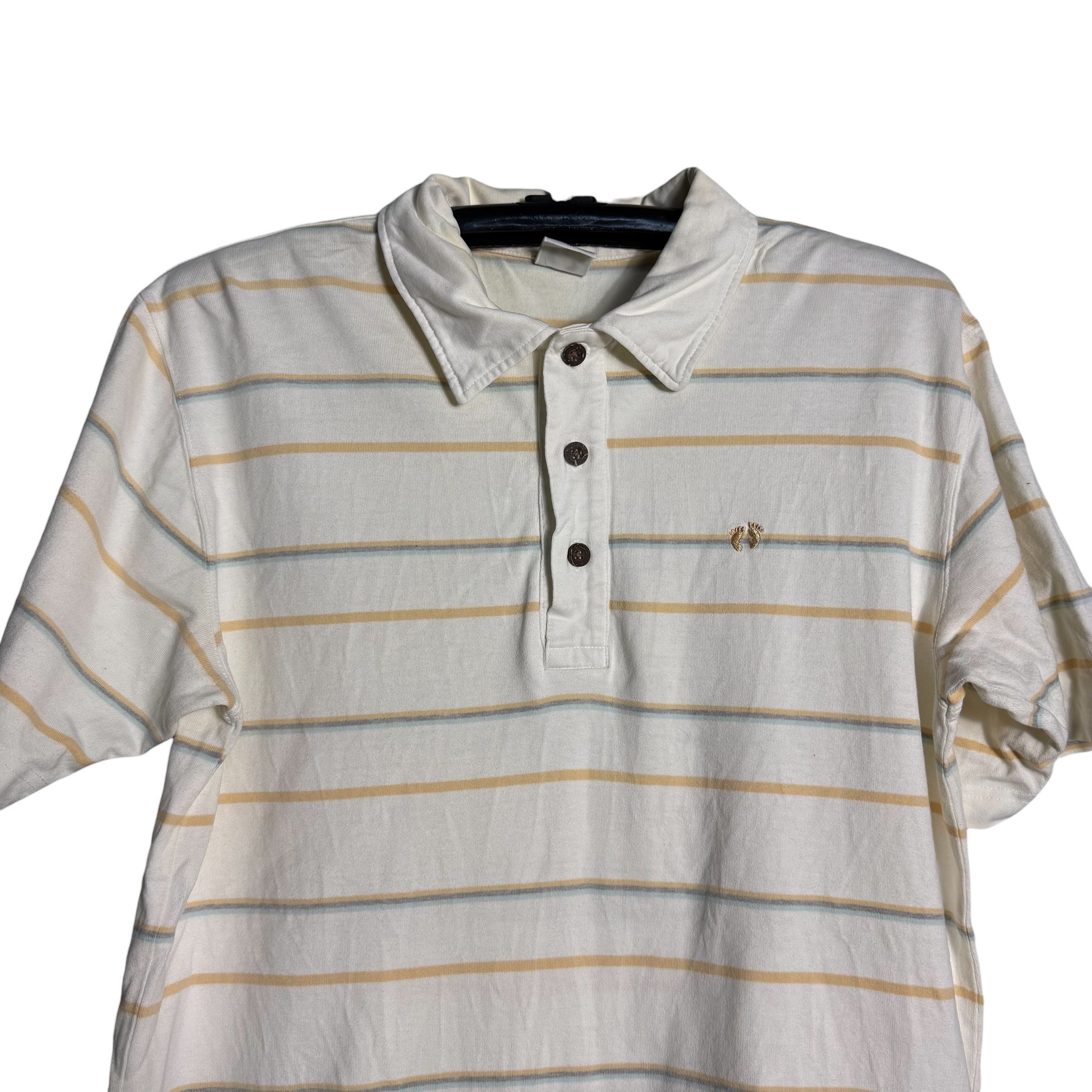 Hang Ten 🔥RARE🔥Vintage Hang Ten Stripes Wooden Button Polo Shirt Size US M / EU 48-50 / 2 - 2 Thumbnail