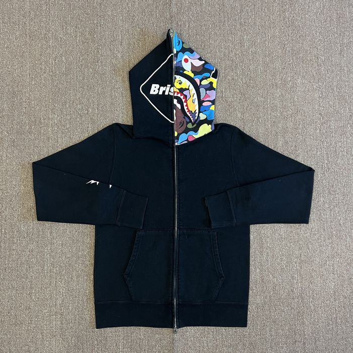 Bape Bape X F.C.R.B Camo Shark Zip Up hoodie | Grailed