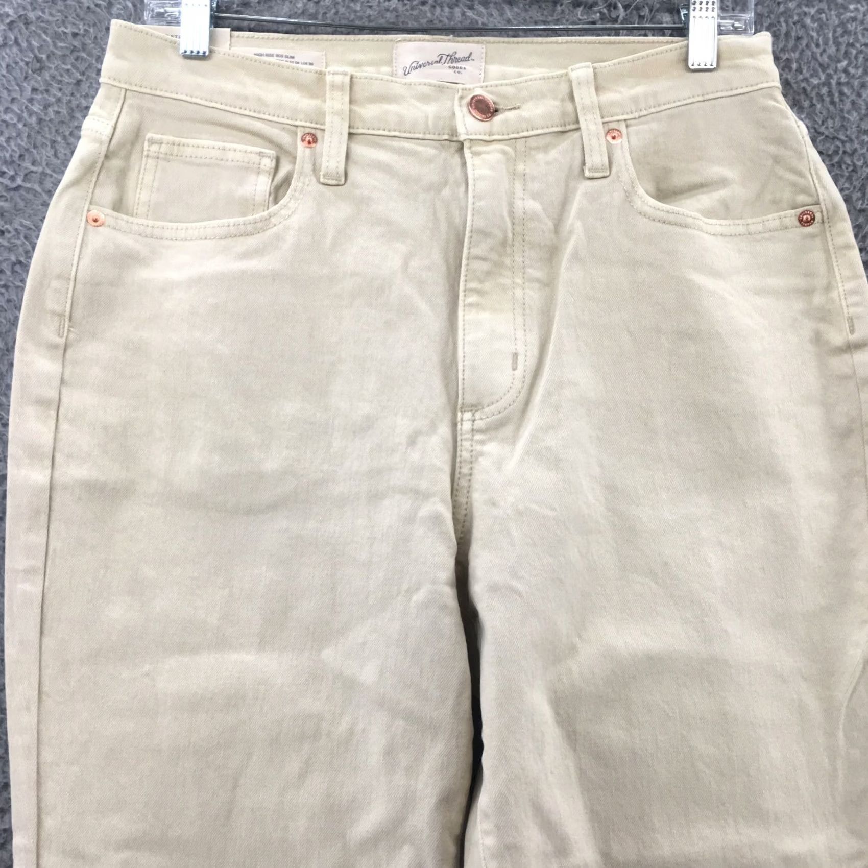 Vintage Universal Thread Pants Womens 10R Beige Cotton Blend Slim Ankle 90s Hi-Rise NEW Size 32" / US 10 / IT 46 - 2 Thumbnail