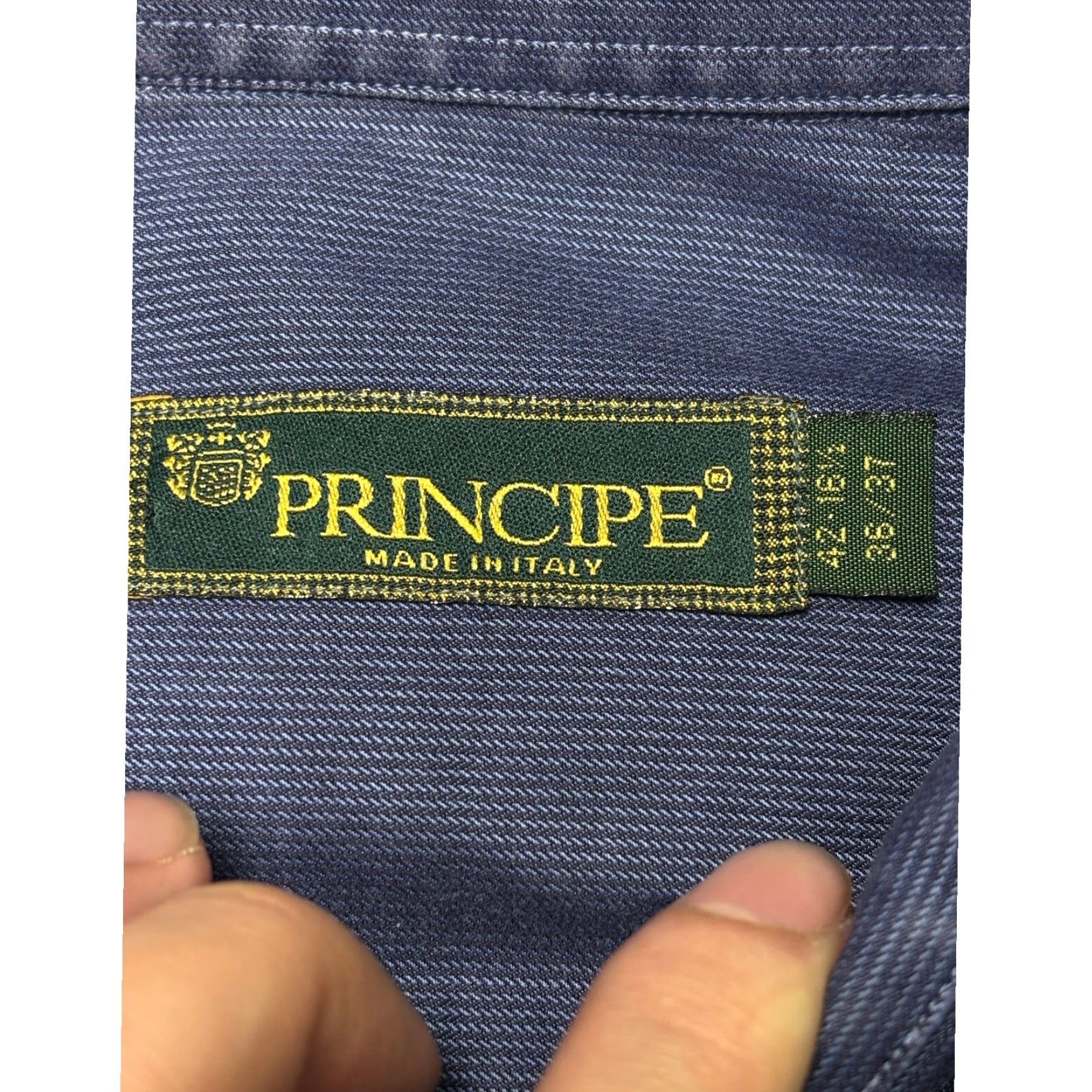 Vintage Principe Dress Shirt Mens Long Sleeve Blue Stripe 100s Two Ply Cotton Pinstripe Button-Down Collar 16.5 Neck 42 Chest Italy Regular Size 42 Size 42R - 4 Thumbnail