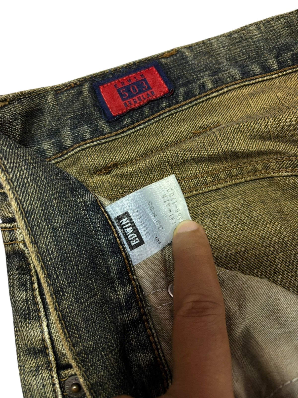 Edwin Vtg Edwin Japan 503 Mud Washed Distressed Jeans Size US 32 / EU 48 - 8 Thumbnail