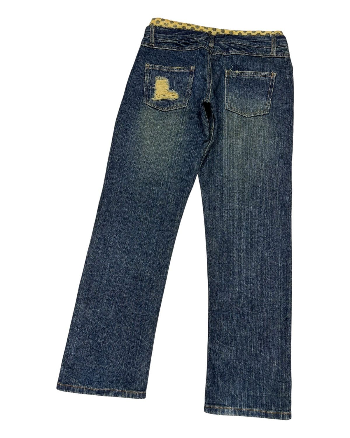 If Six Was Nine Vintage Double Waist Polkadot Mud Wash Distressed Denim Jean Size US 30 / EU 46 - 6 Thumbnail