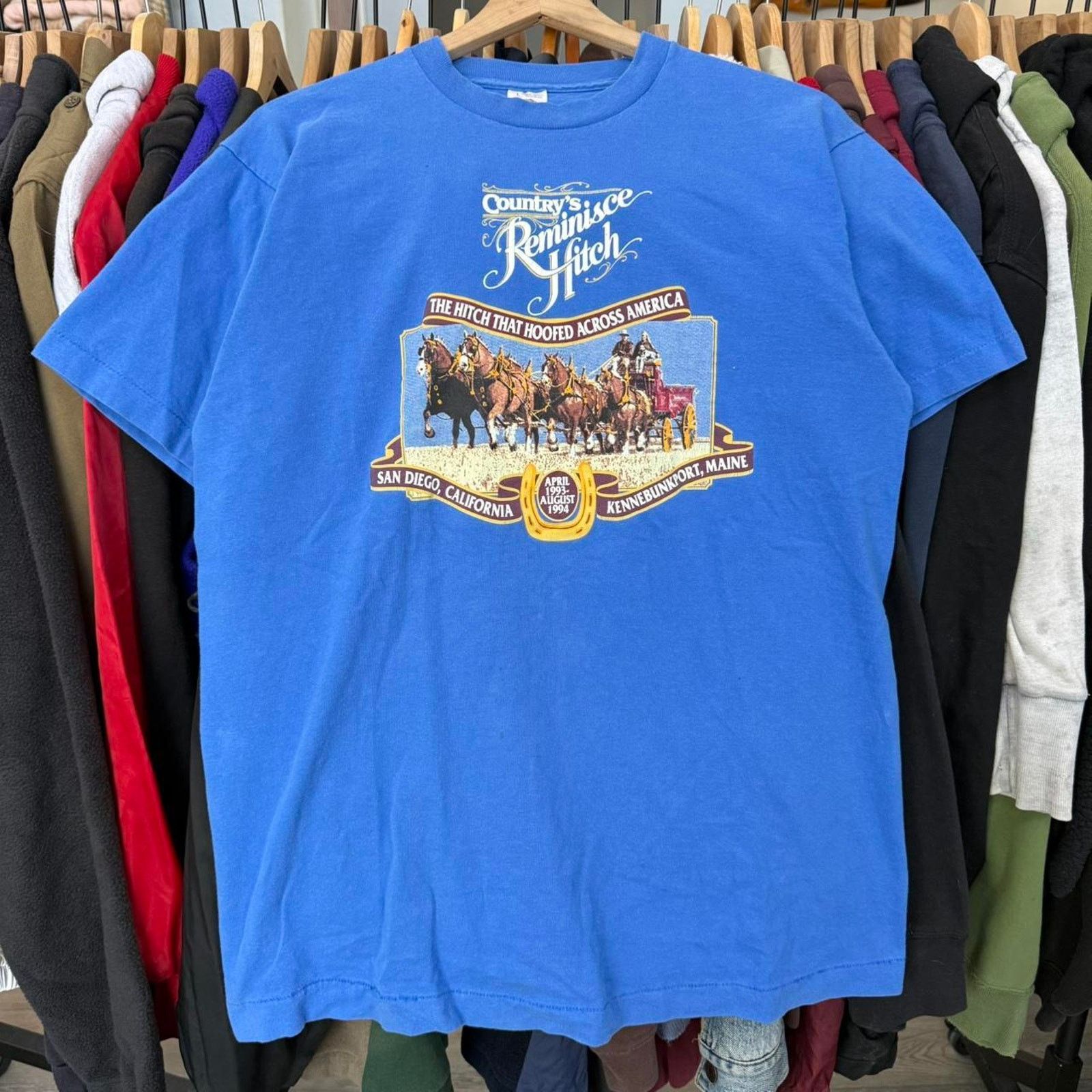 Fruit Of The Loom Vintage 90s Country's Reminisce Hitch T-Shirt Size US L / EU 52-54 / 3 - 1 Thumbnail