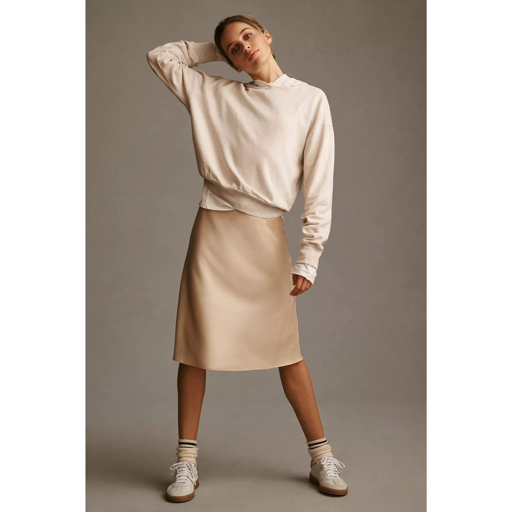 Anthropologie Sunday In Brooklyn Pearl Satin Skirt Size 27" / US 4 / IT 40 - 3 Thumbnail
