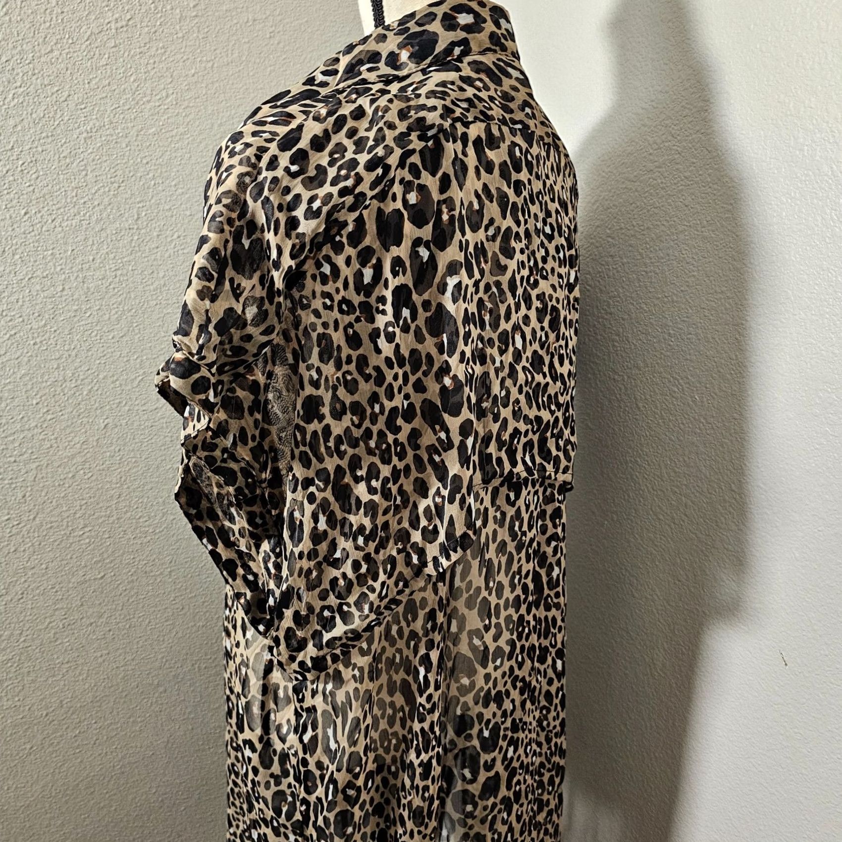 Steve Madden Steve Madden Cardigan Sweater Wool Knit Leopard Cheetah Women’s OSFM Kimono Sleeve Open Neck Multicolor Size ONE SIZE - 5 Thumbnail