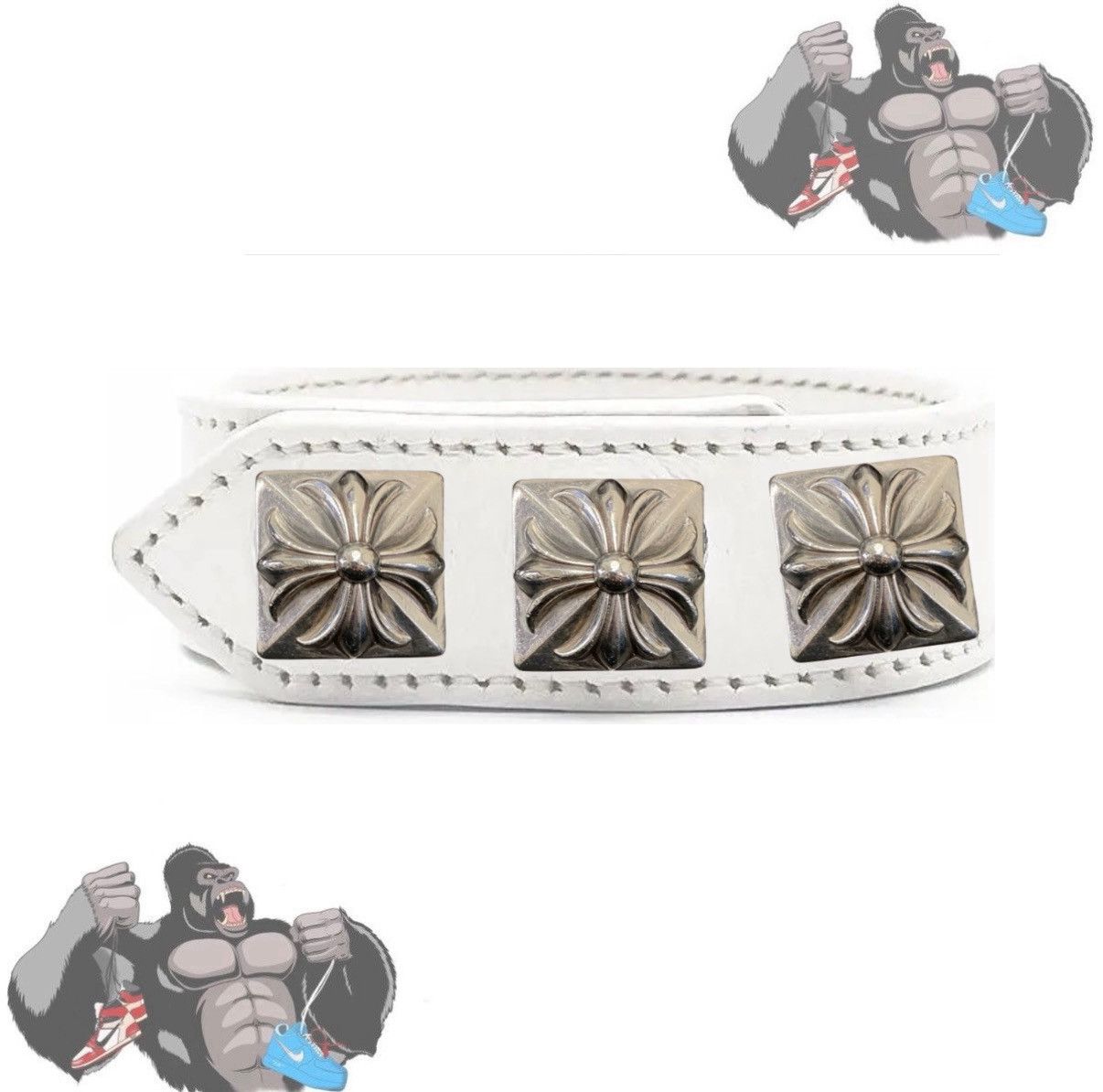 Chrome Hearts Chrome Hearts S925 Sterling Silver Leather Bracelet Size ONE SIZE - 1 Thumbnail