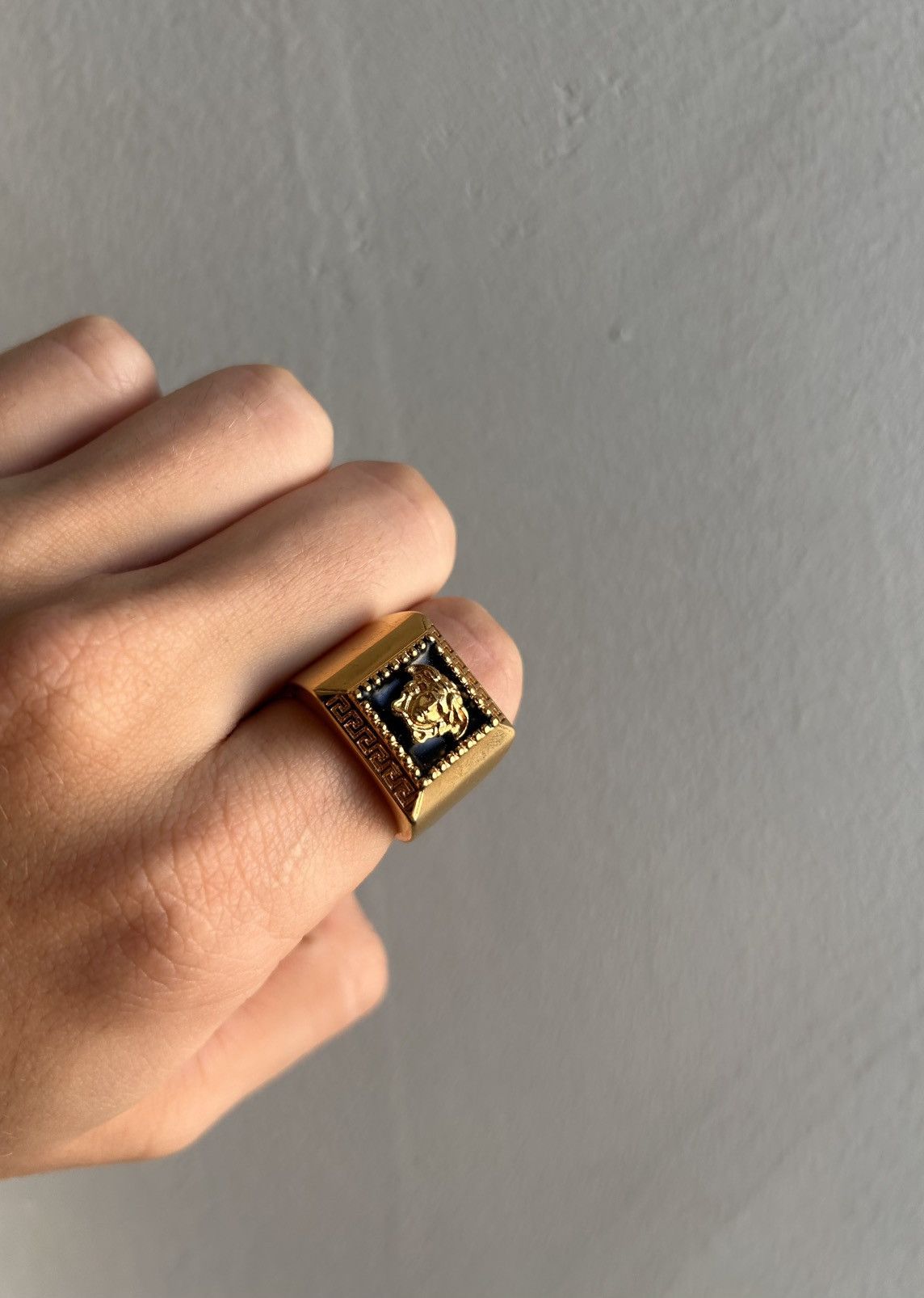 Versace Versace Medusa Black Enamel Ring Size ONE SIZE - 5 Thumbnail