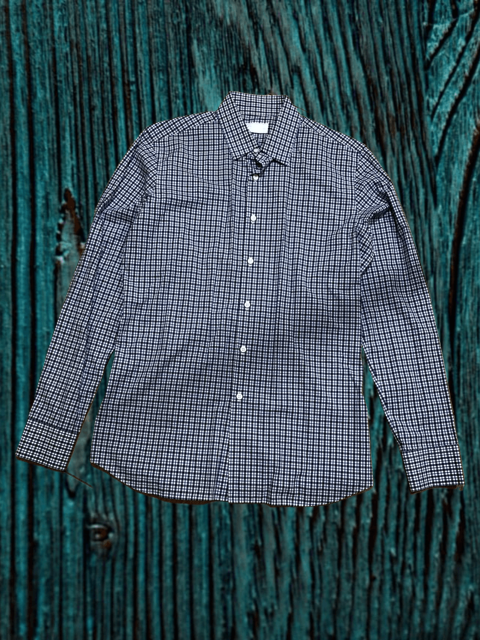 Prada Prada Italian Mens Navy Mini Checkered Dress Shirt Size US L / EU 52-54 / 3 - 1 Thumbnail