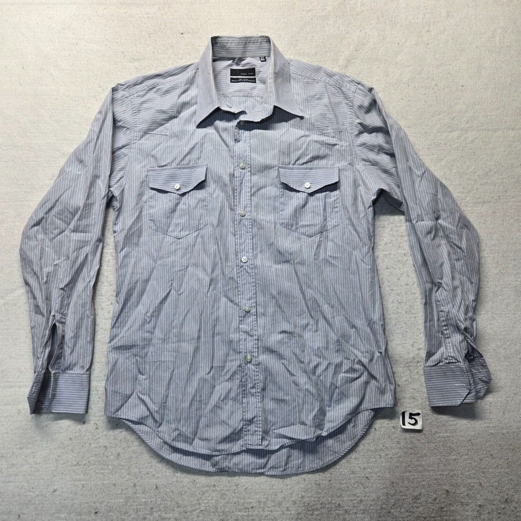 Stafford Stafford Shirt Adult Men 16 34 Blue Long Sleeve Button-Up Casual Cotton Blend Size US L / EU 52-54 / 3 - 8 Thumbnail