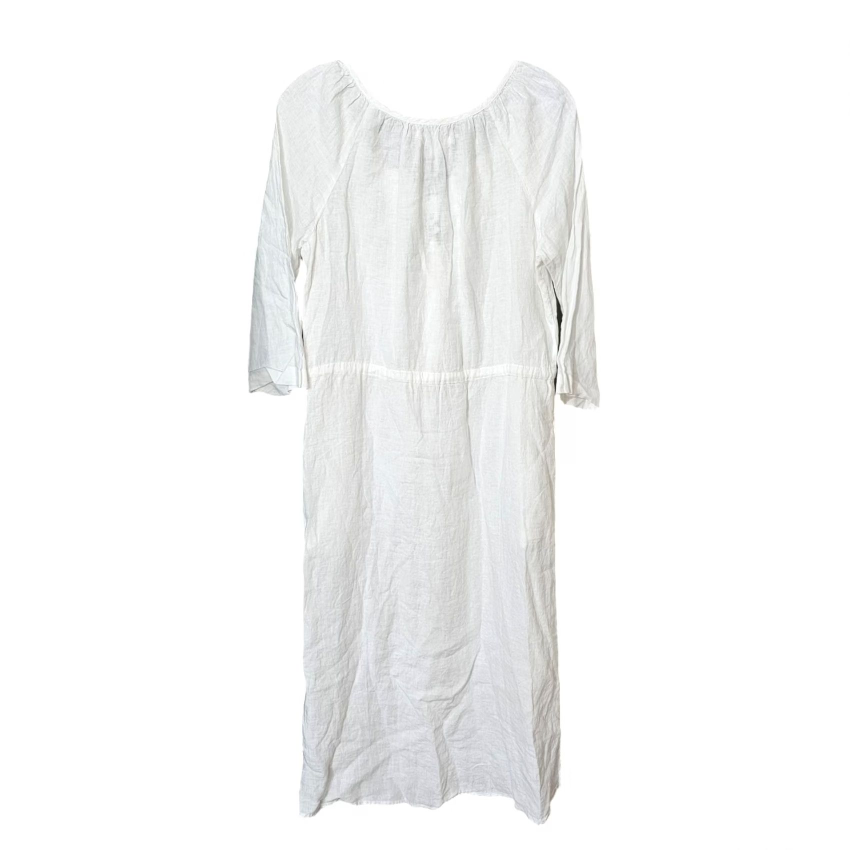 Velvet Velvet by Graham & Spencer Womens Dress White XS Woven Linen Knee Length 3/4 Sleeve Round Neck Pockets Shirt Dress Regular Linen Size XS / US 0-2 / IT 36-38 - 2 Thumbnail