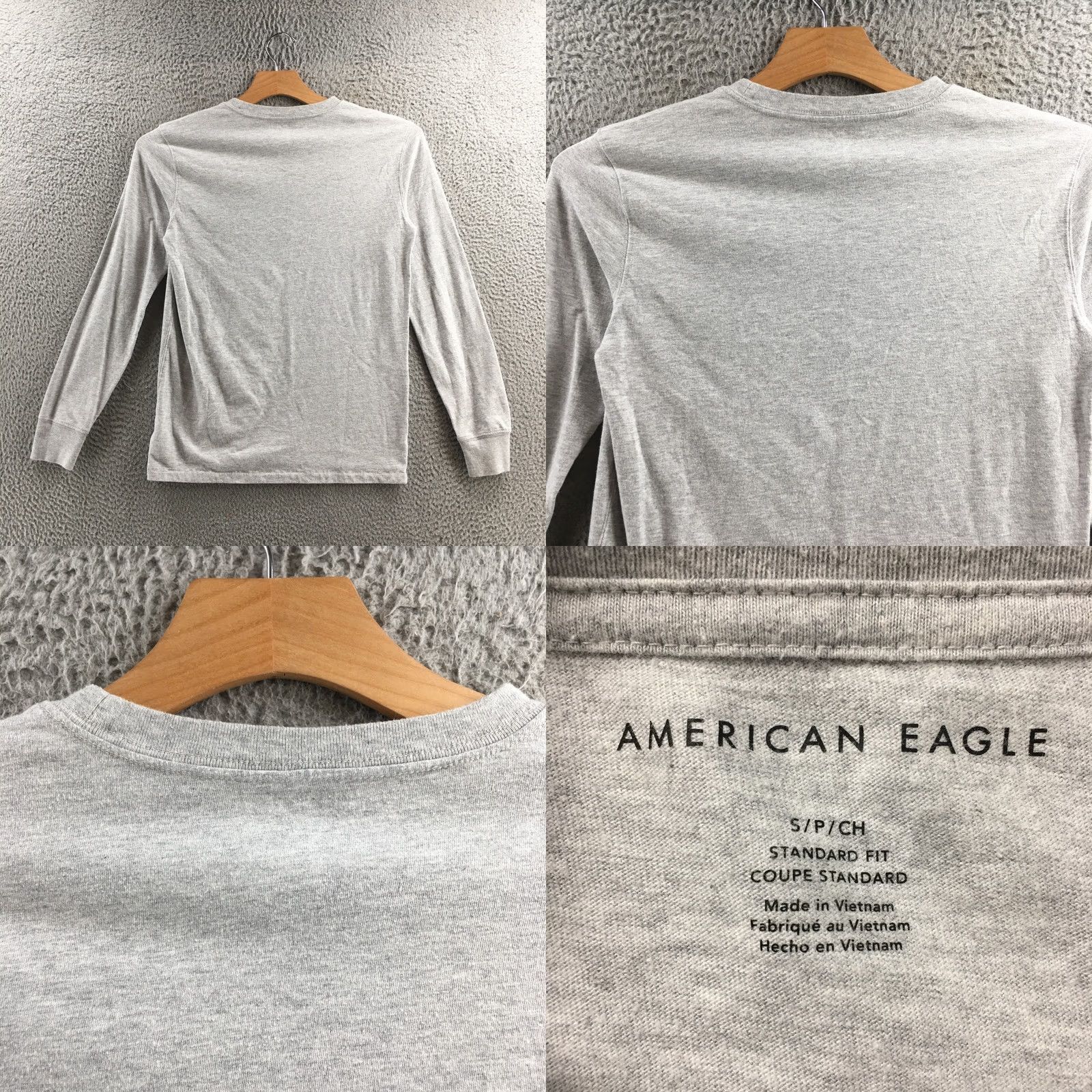 American Eagle Outfitters American Eagle Outfitters T-Shirt Mens S Gray Cotton Blend Long Sleeve Pullover Size US S / EU 44-46 / 1 - 8 Thumbnail