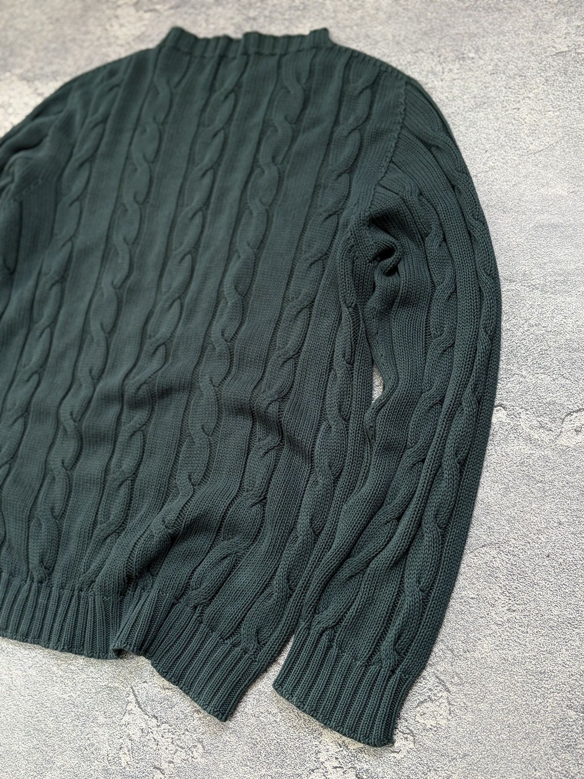 Burberry Burberry London Dark Green Cable Knit Cotton Sweater Size L Size US L / EU 52-54 / 3 - 12 Thumbnail