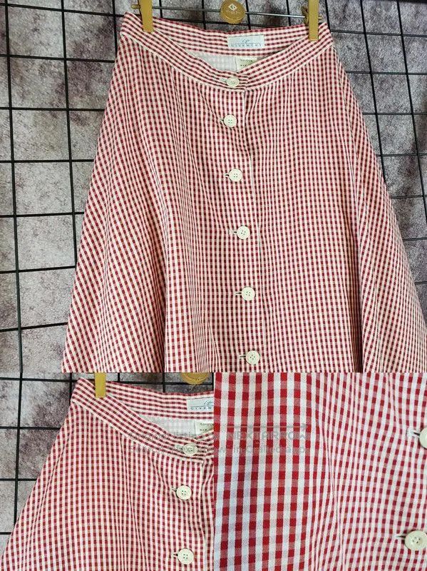Givenchy Givenchy Pink Cotton Gingham Long Skirt . Size 23" - 2 Thumbnail