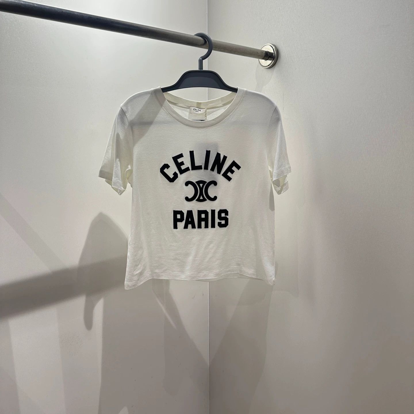 Celine Celine May289 White Classic Logo Embroidered SS Tee S Size S / US 4 / IT 40 - 1 Thumbnail