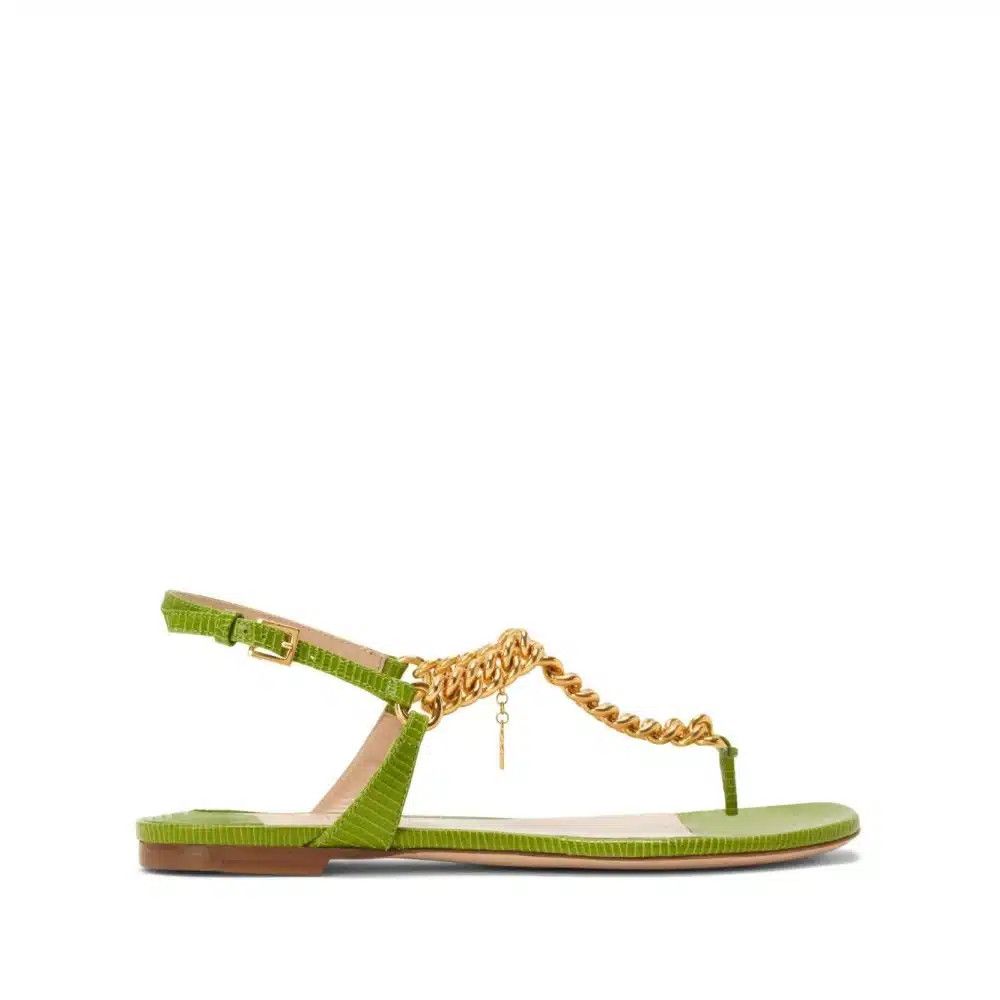 Tom Ford O1Loc1C0625 W3359 Thong Leather Sandals In Green, Women's (Size 8)