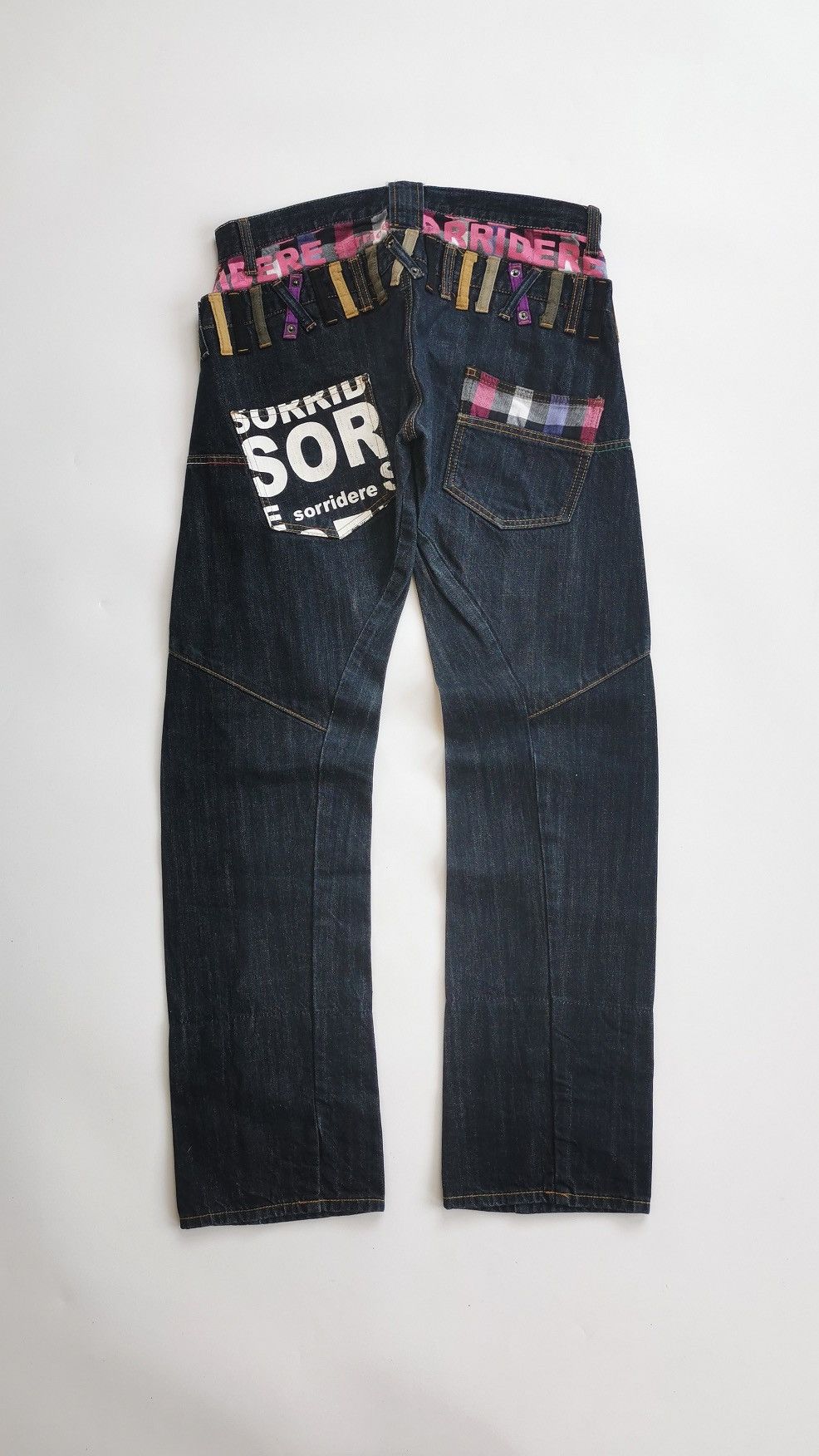 Kapital Sorridere Double Waist Zipper Check Dark Blue Jeans Punk Size US 32 / EU 48 - 6 Thumbnail
