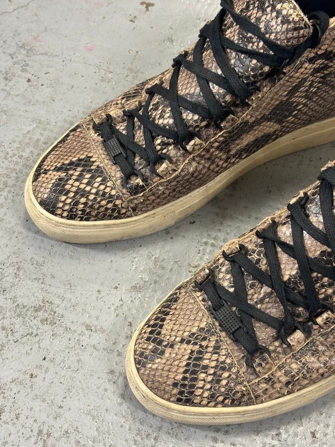 Vintage Balenciaga Arena Beige Python Leather High Sneakers Size US 10 / EU 43 - 8 Thumbnail
