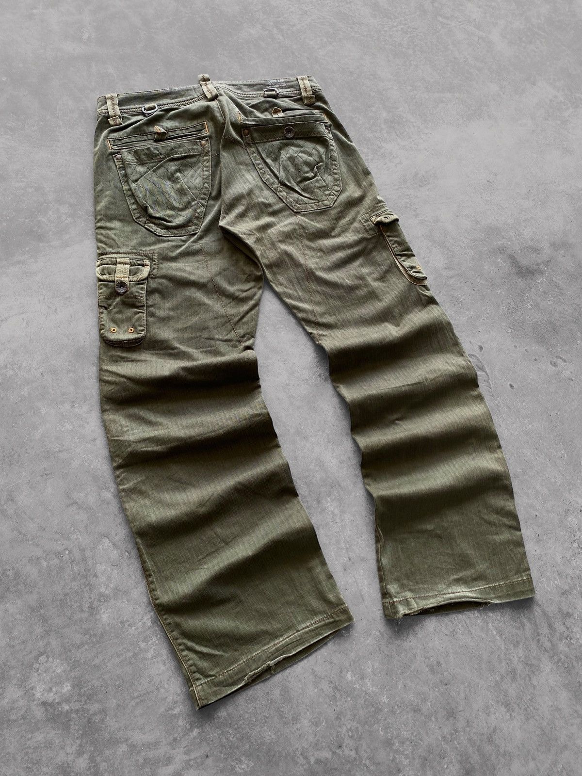 Edwin 🔥Flared🔥Vtg Edwin Japan 505 Cargo Pants Military Green Size US 32 / EU 48 - 2 Thumbnail
