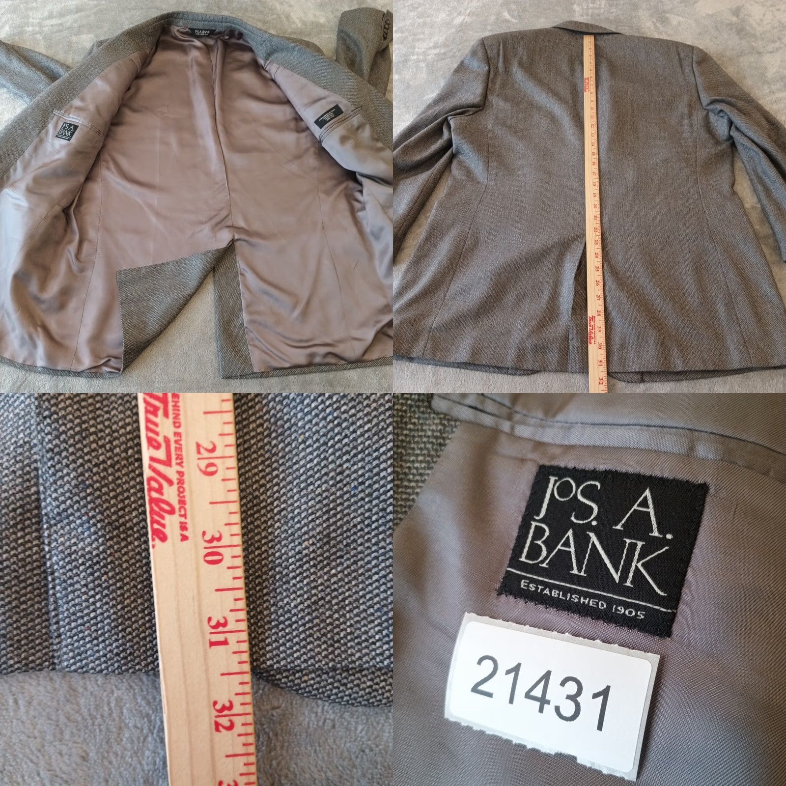 Jos. A. Bank Jos. A. Bank Blazer Mens 46 Gray Silk Wool Two-Button Single VentJacket/Suit Coat Cardigan? Size 46R - 8 Thumbnail