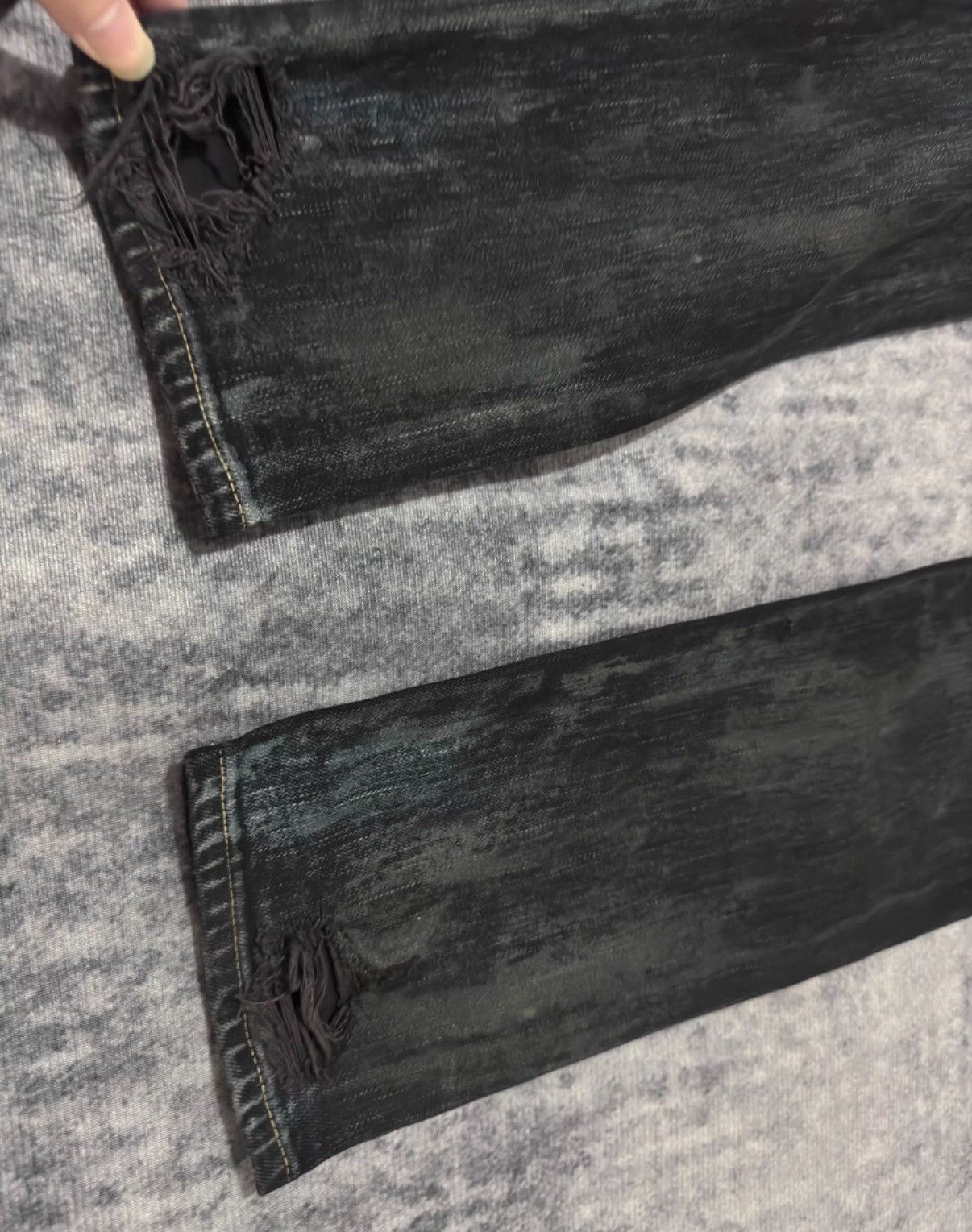 Saint Laurent Paris SLP 15SS Black Mud Oil Stain Heavy Destroyed Jeans Size US 29 - 5 Thumbnail