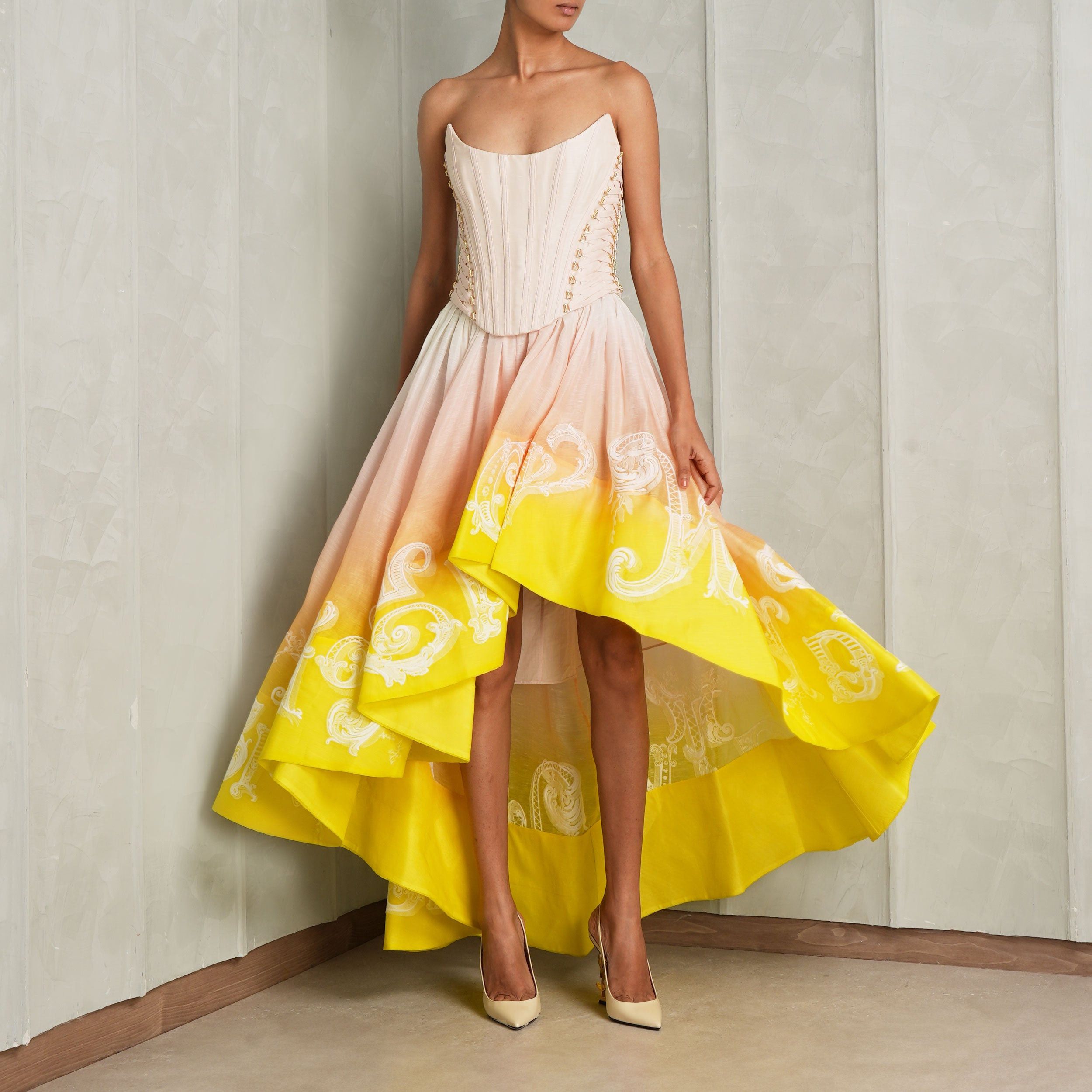 ZIMMERMANN Crush one-sleeve floral-print linen and silk