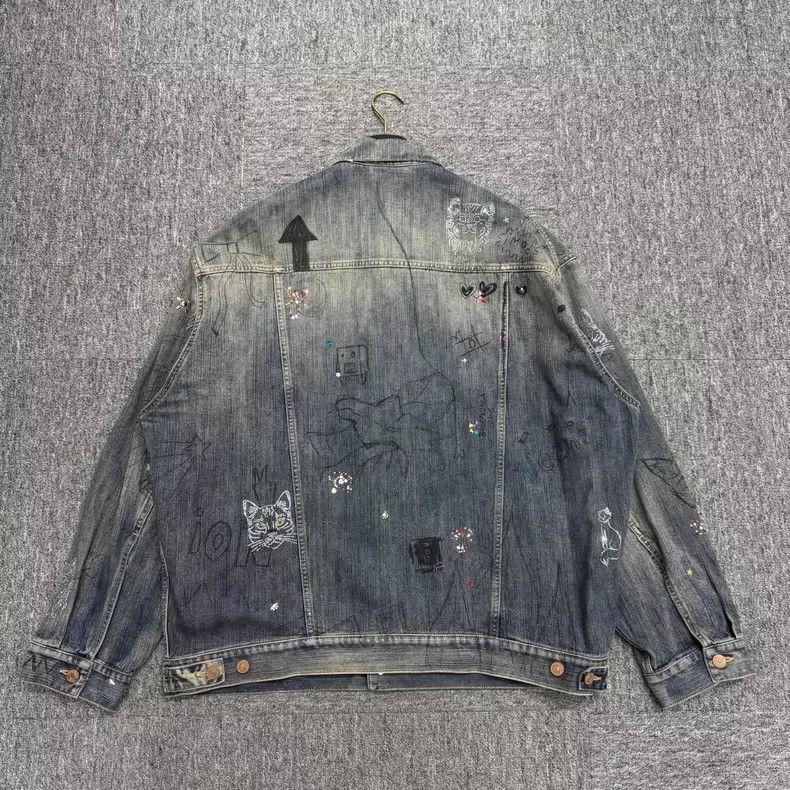 Balenciaga Balenciaga Graffiti Distressed Diamond Studded Denim Jacke Size US S / EU 44-46 / 1 - 2 Thumbnail