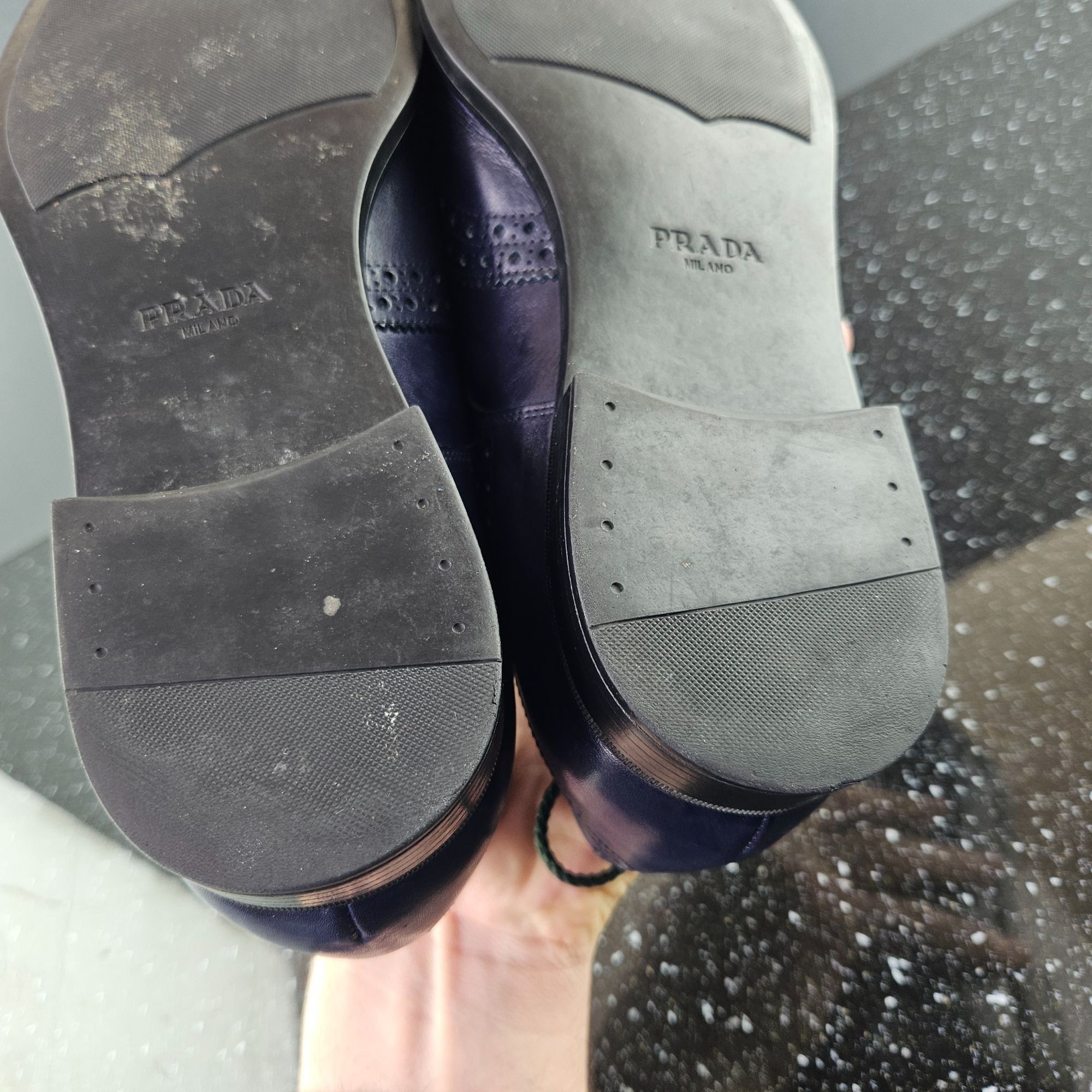 Prada Prada Blue Patina Leather Brogues Dress Shoes (Y0721) Size US 8.5 / EU 41-42 - 7 Thumbnail