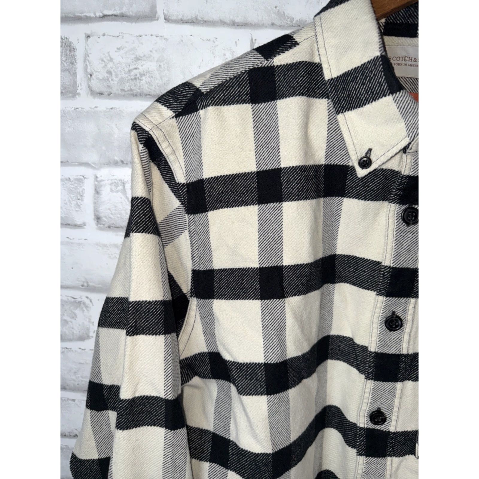 Scotch & Soda Scotch & Soda Button-Up Shirt Men M Flannel Black and White Multicolor Long Sleeve Casual Shirt Size US M / EU 48-50 / 2 - 6 Thumbnail