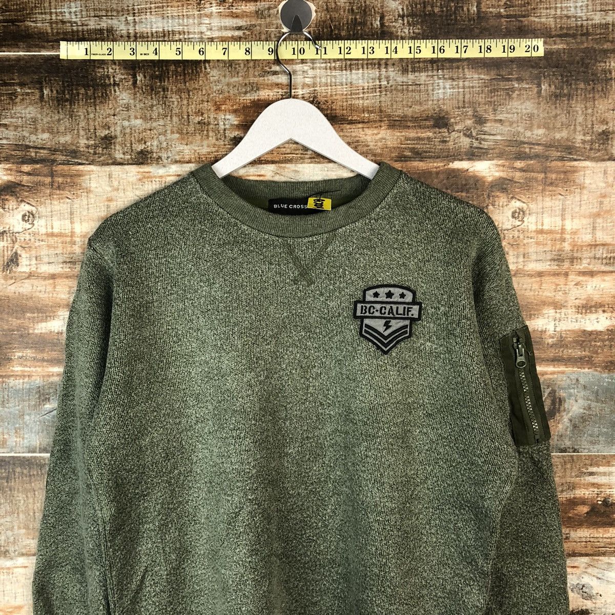 Japanese Brand Blue Cross streetwear Green Sweatshirt #A2064 Size US S / EU 44-46 / 1 - 5 Thumbnail