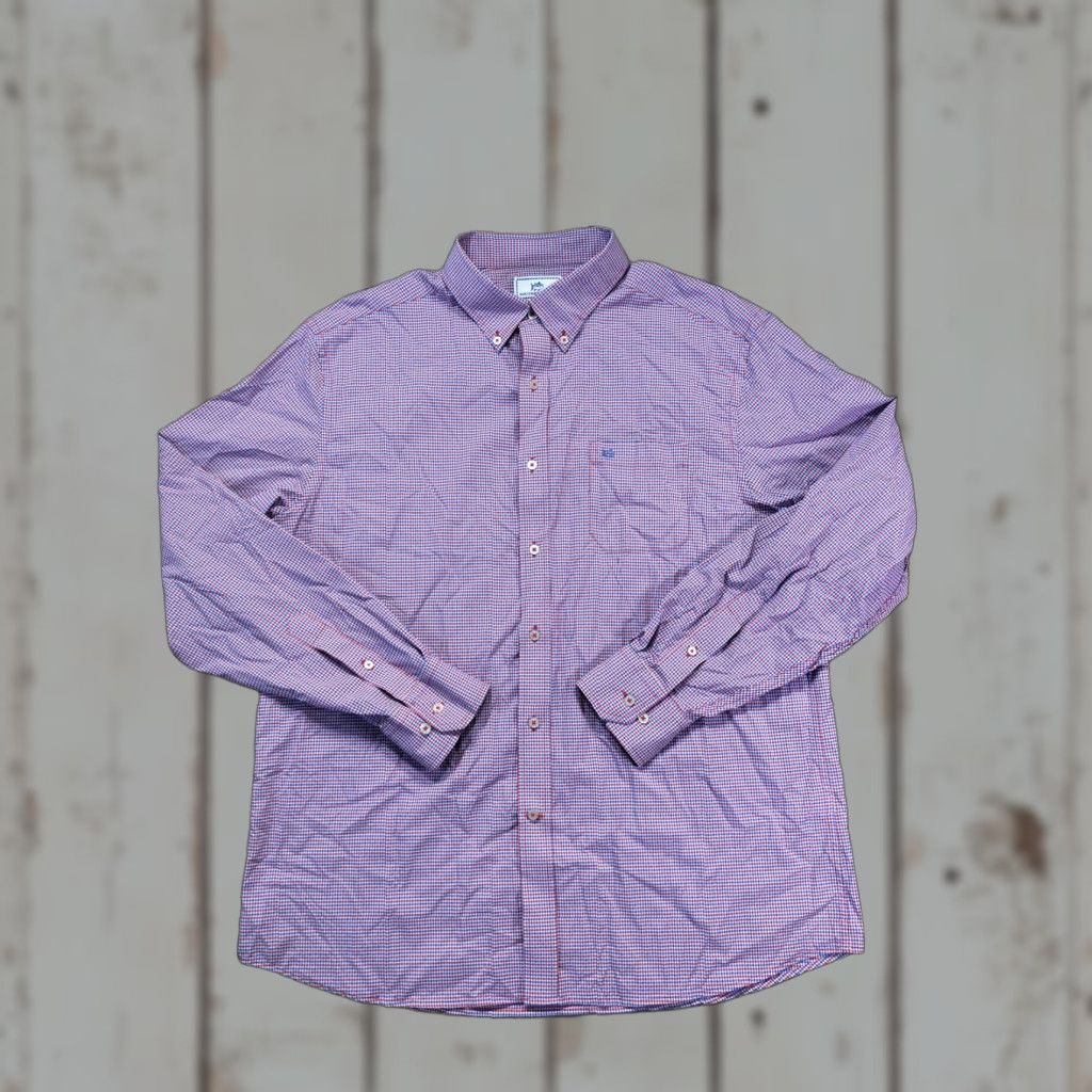 Southern Tide Southern Tide Shirt Mens XL Red Blue Check Intercoastal Long Sleeve Button Down Size US XL / EU 56 / 4 - 1 Thumbnail