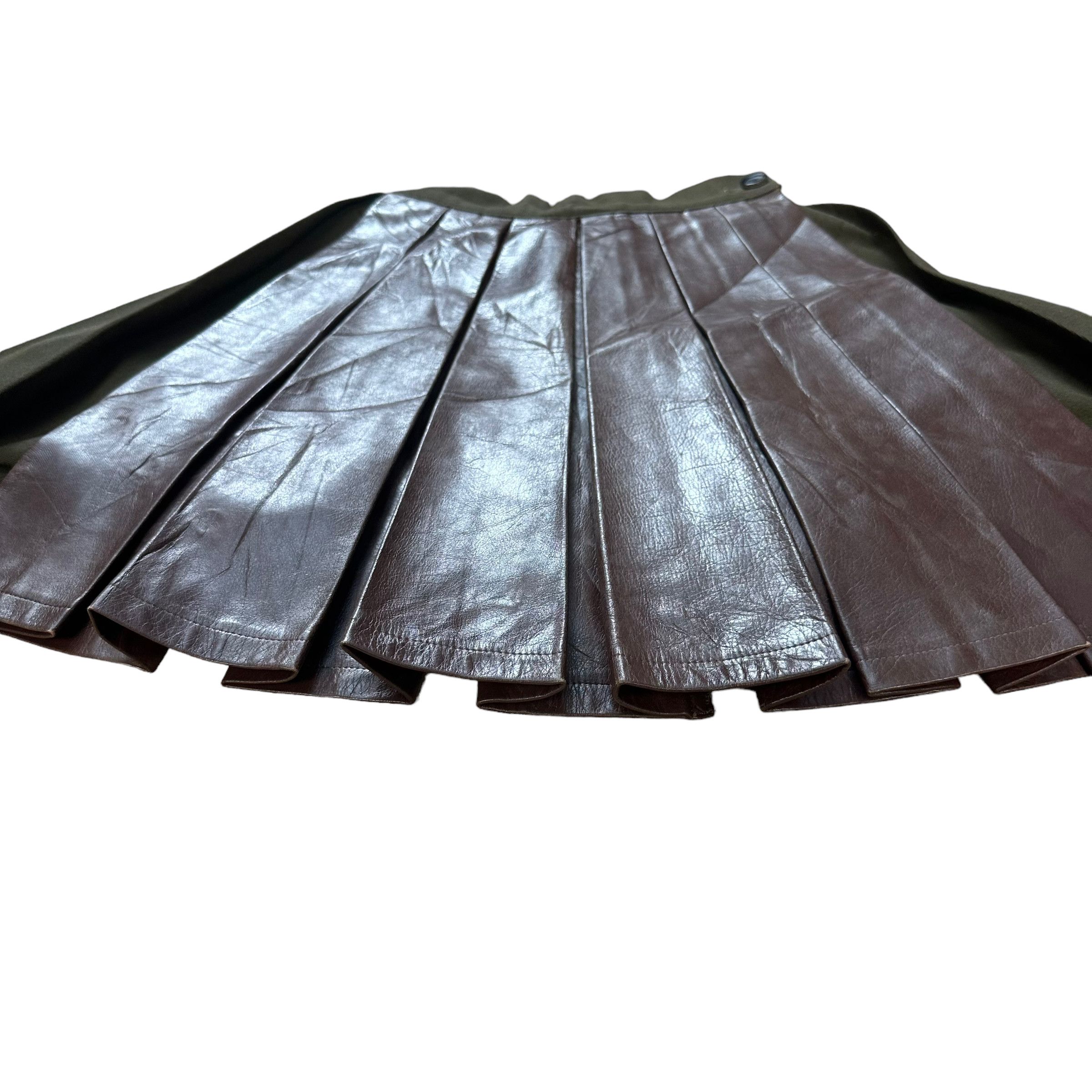 Yohji Yamamoto RARE!! YOHJI YAMAMOTO HYBRID LEATHER SKIRT #8234-213 Size 25" / US 0 / IT 36 - 4 Thumbnail