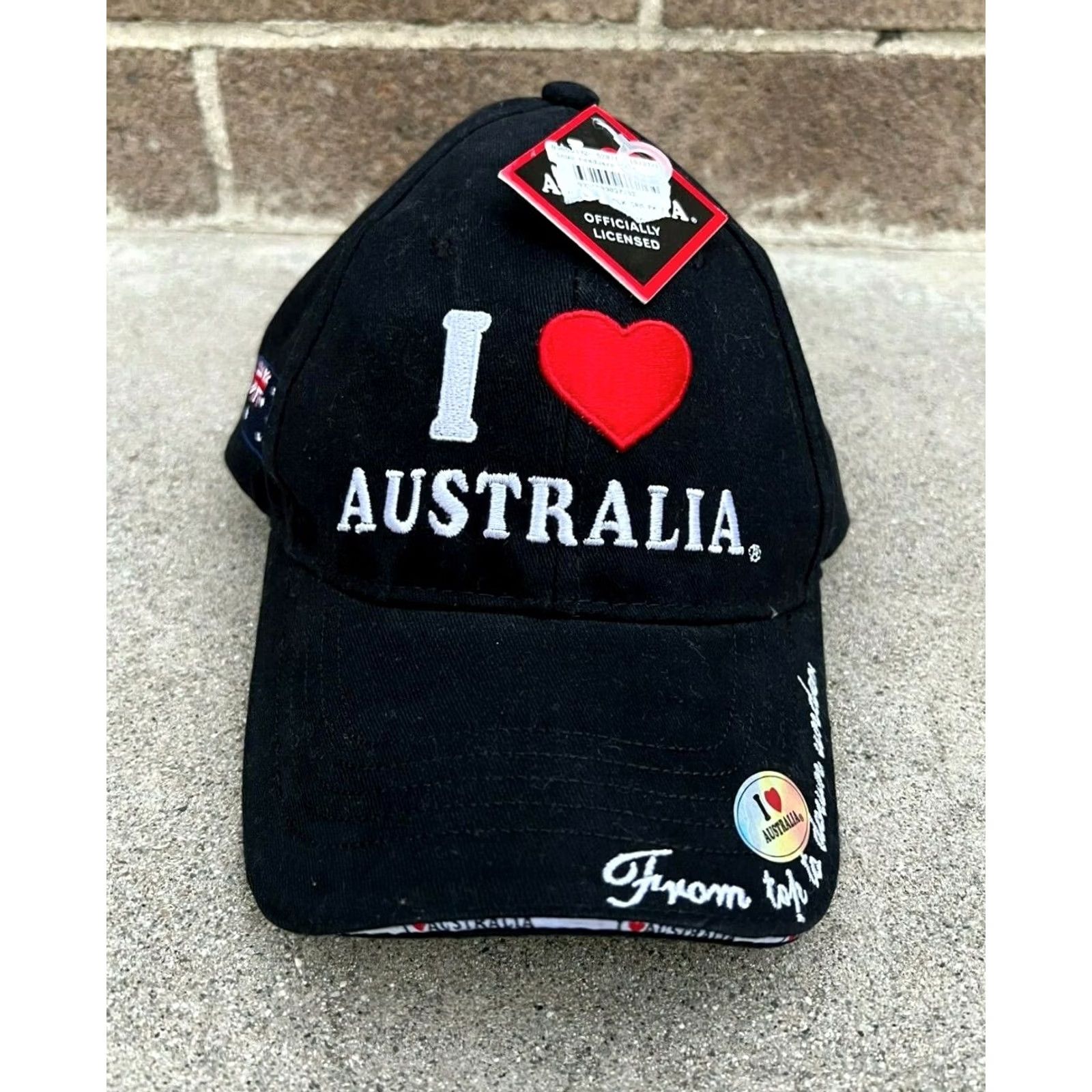 Vintage I Love Australia Embroidered Black Adjustable Cap Hat One Size | Men Mens Size ONE SIZE - 2 Thumbnail